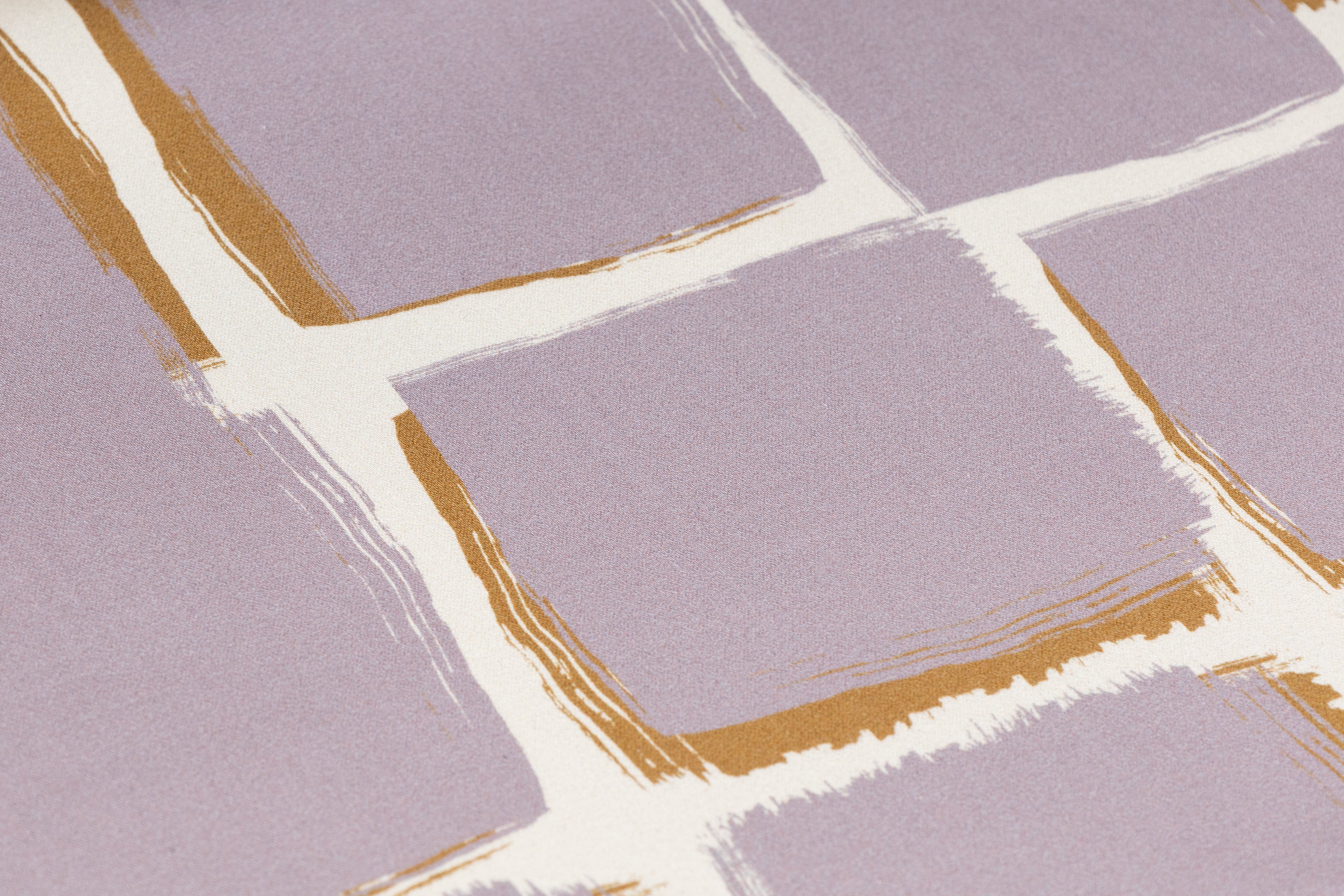 Geometric Italian Cotton Duchess Satin - Lilac / Ivory / Gold