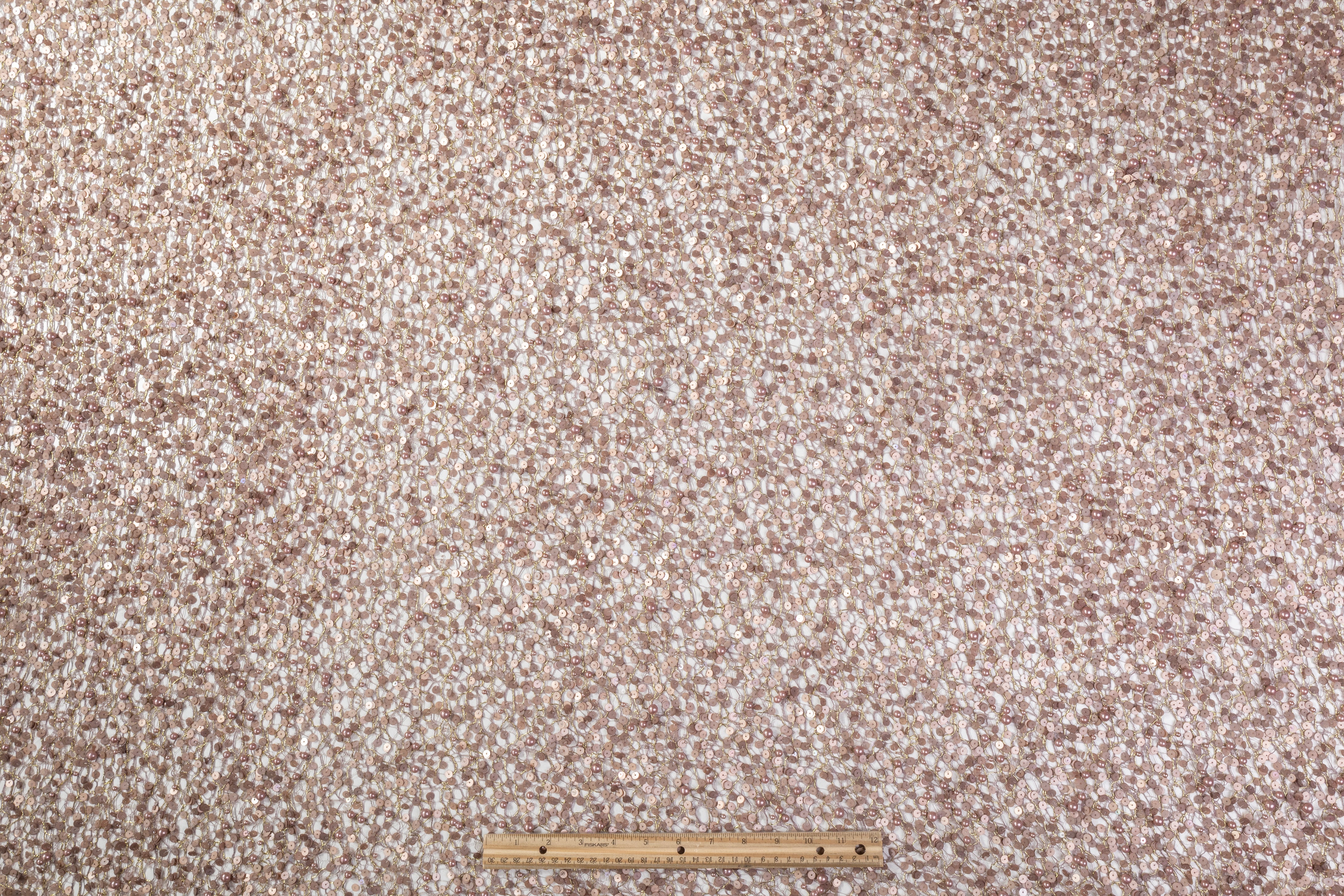 Hand Beaded and Sequined Metallic Lace - Mauve