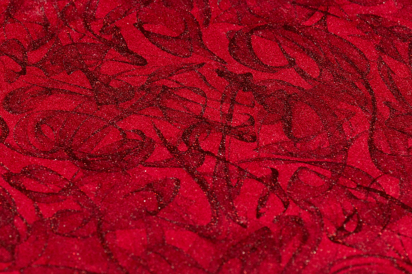 Abstract Laminated Italian Silk Charmeuse - Red