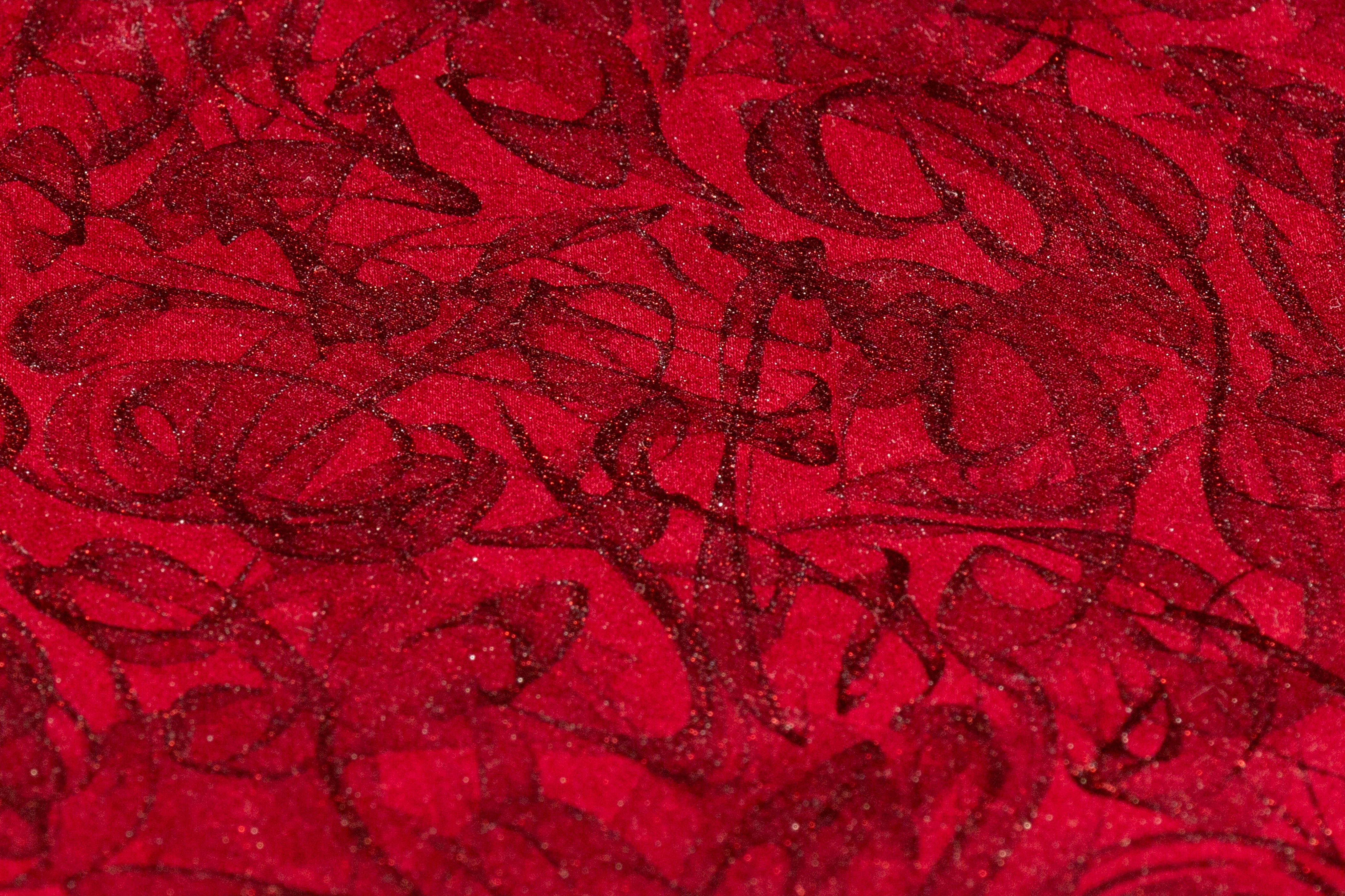 Abstract Laminated Italian Silk Charmeuse - Red