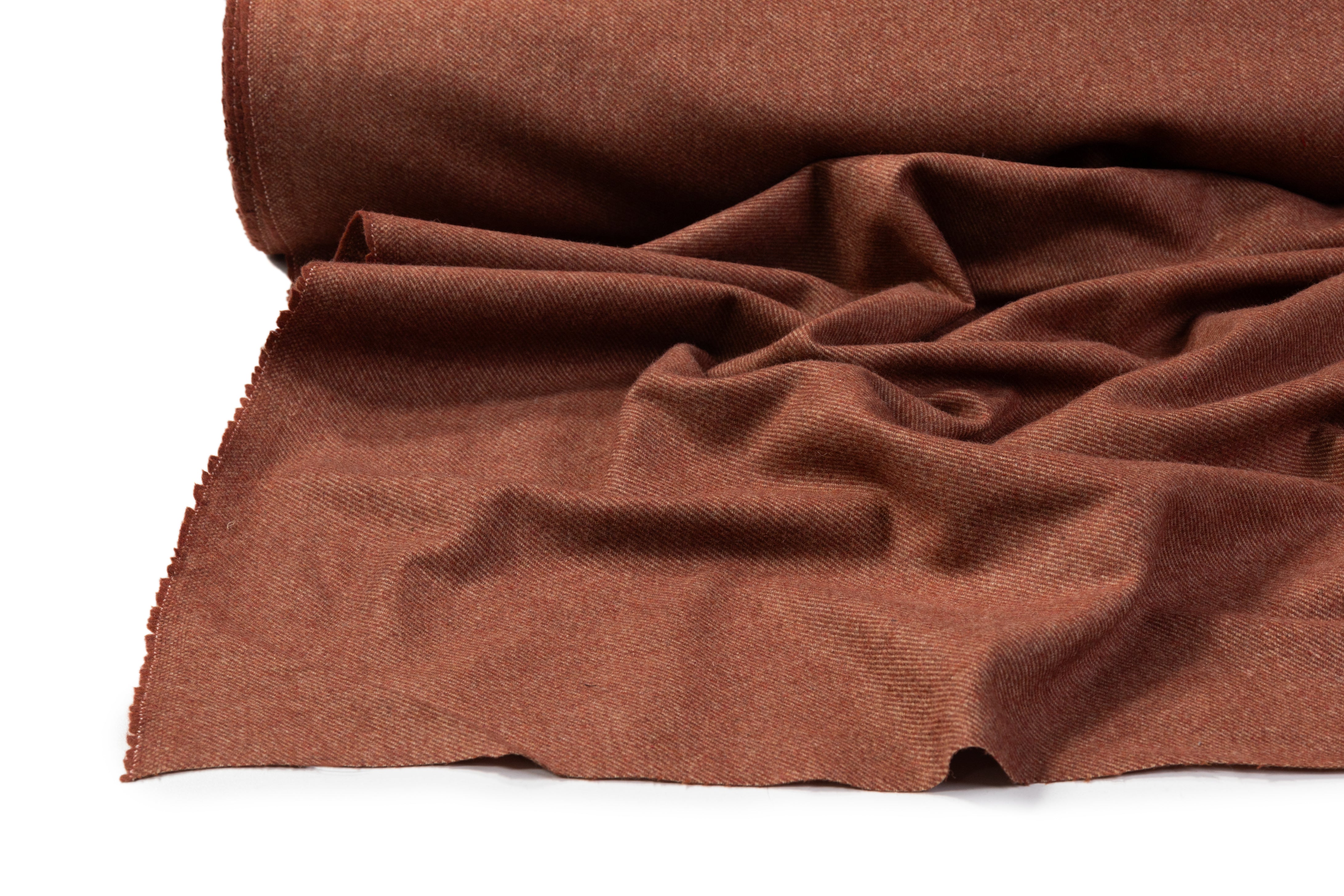 Italian Wool Nylon Twill Coating - Rust Brown