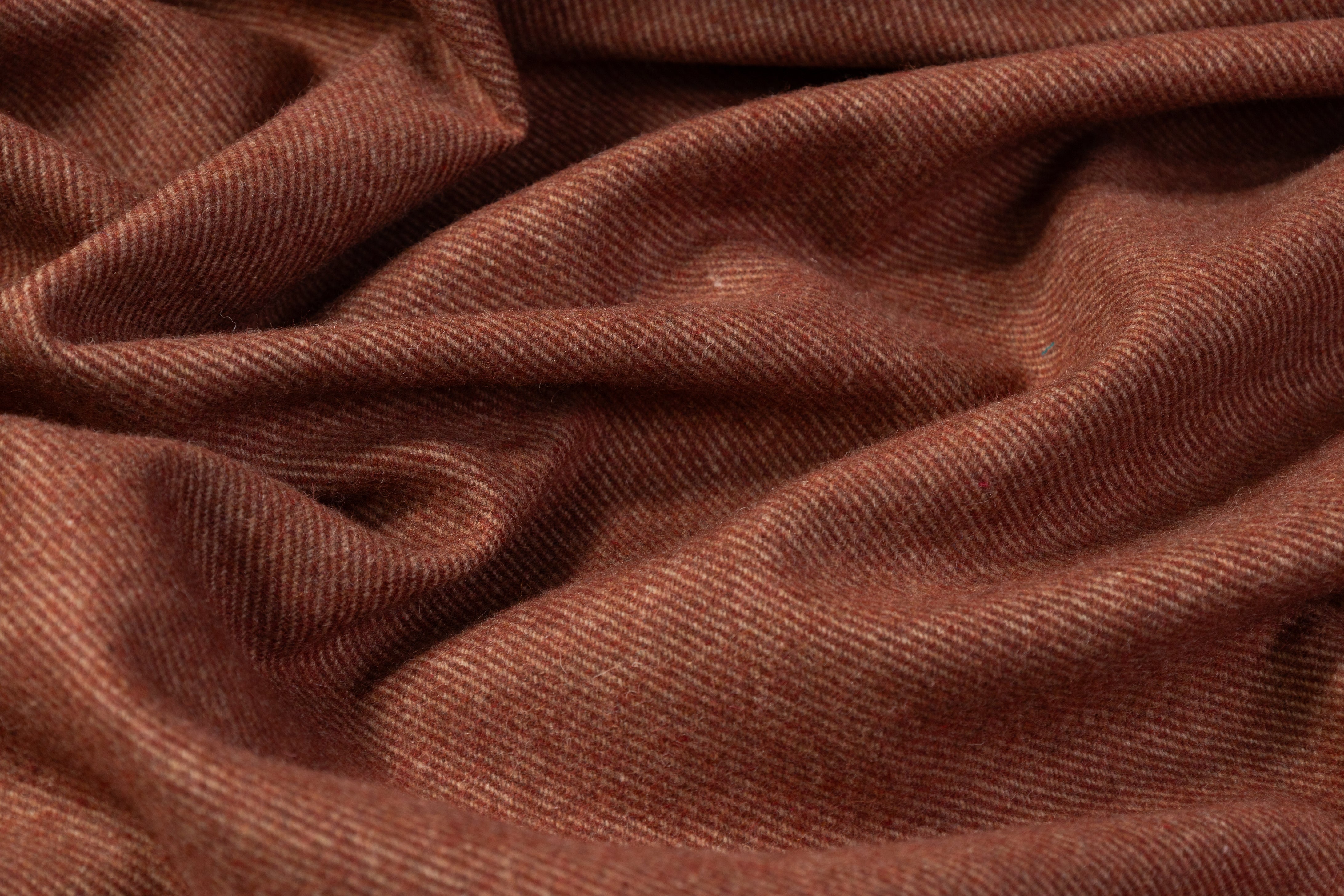 Italian Wool Nylon Twill Coating - Rust Brown