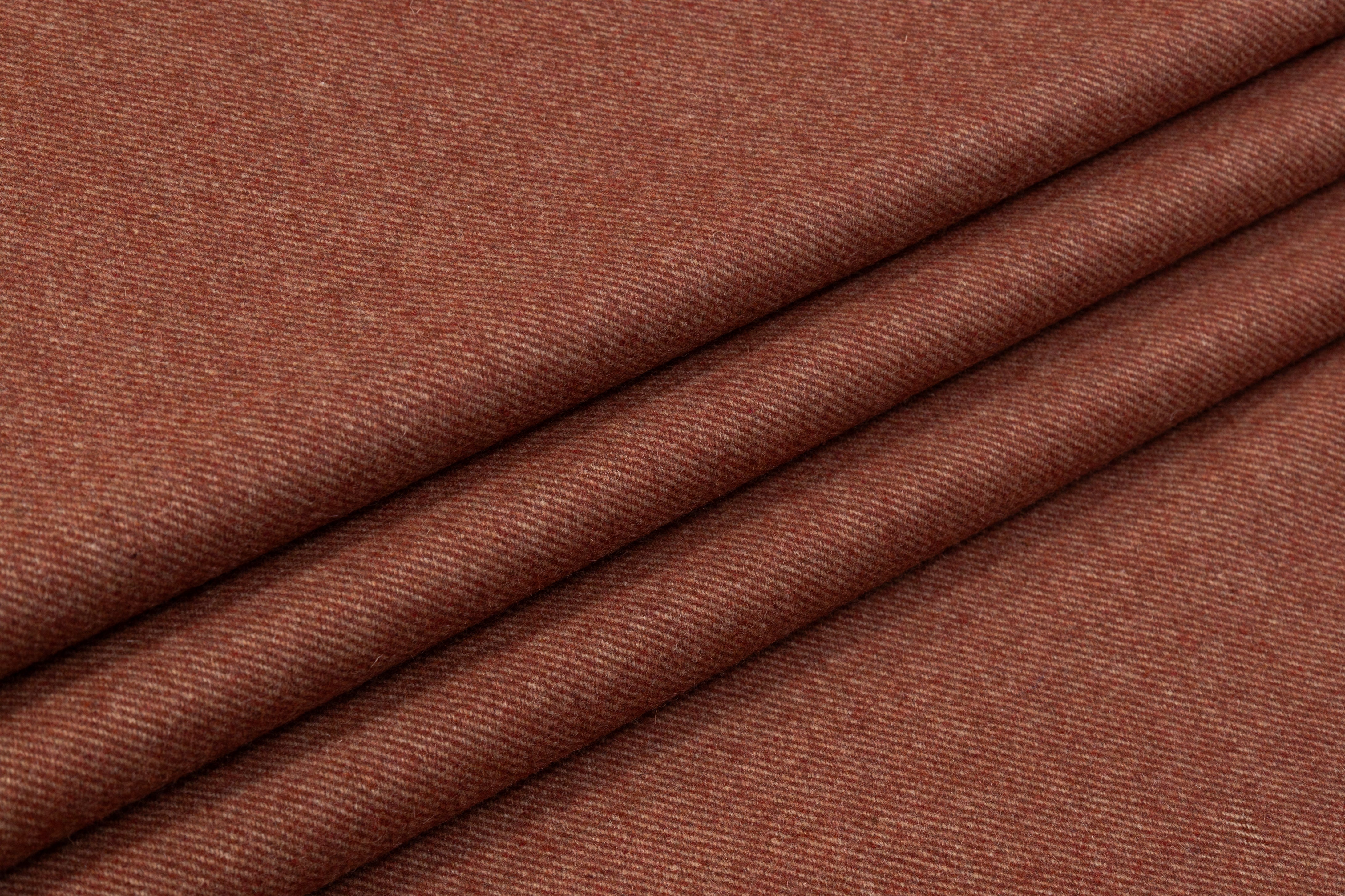 Italian Wool Nylon Twill Coating - Rust Brown