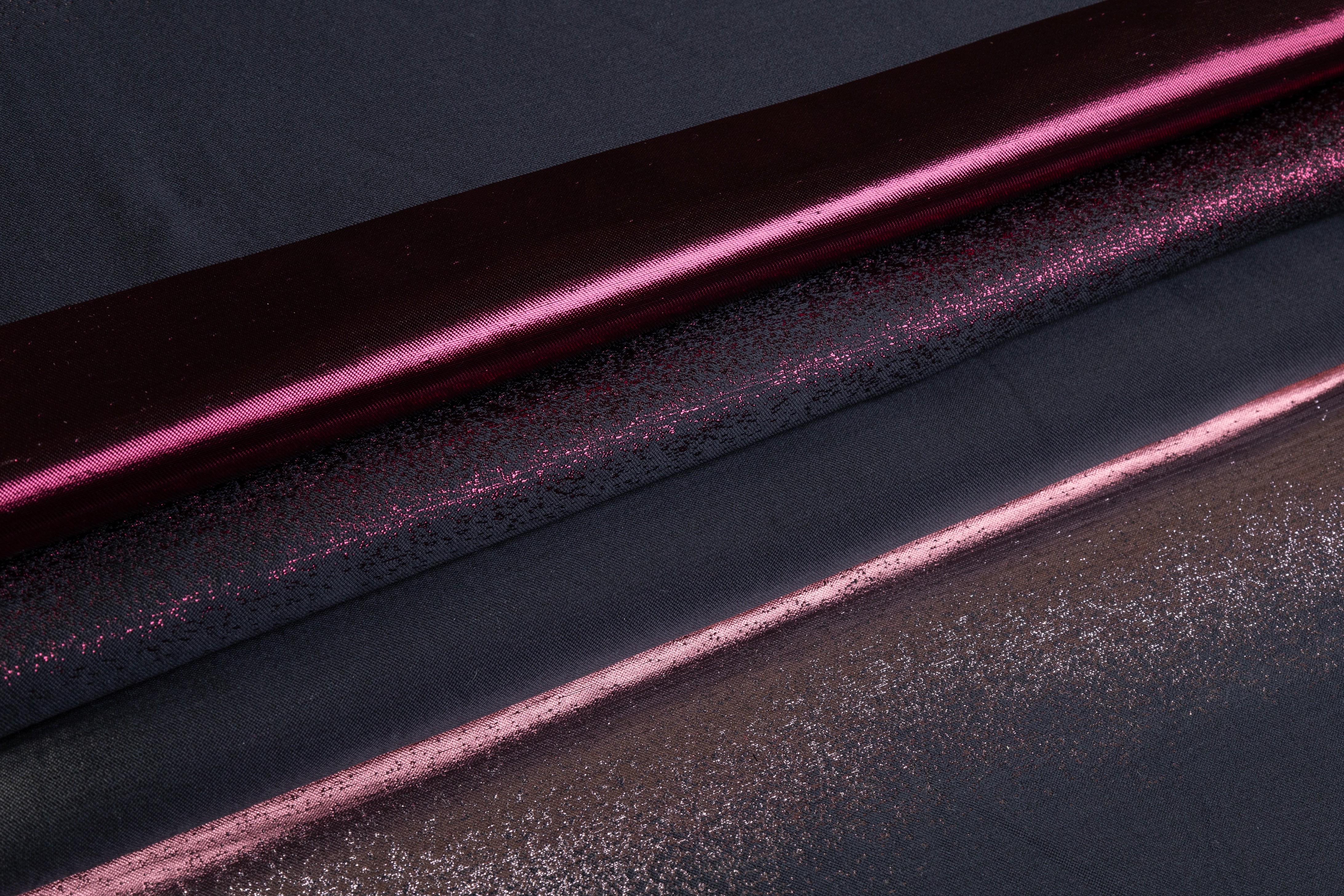 Metallic Italian Gradient Silk Jacquard - Black / Pink