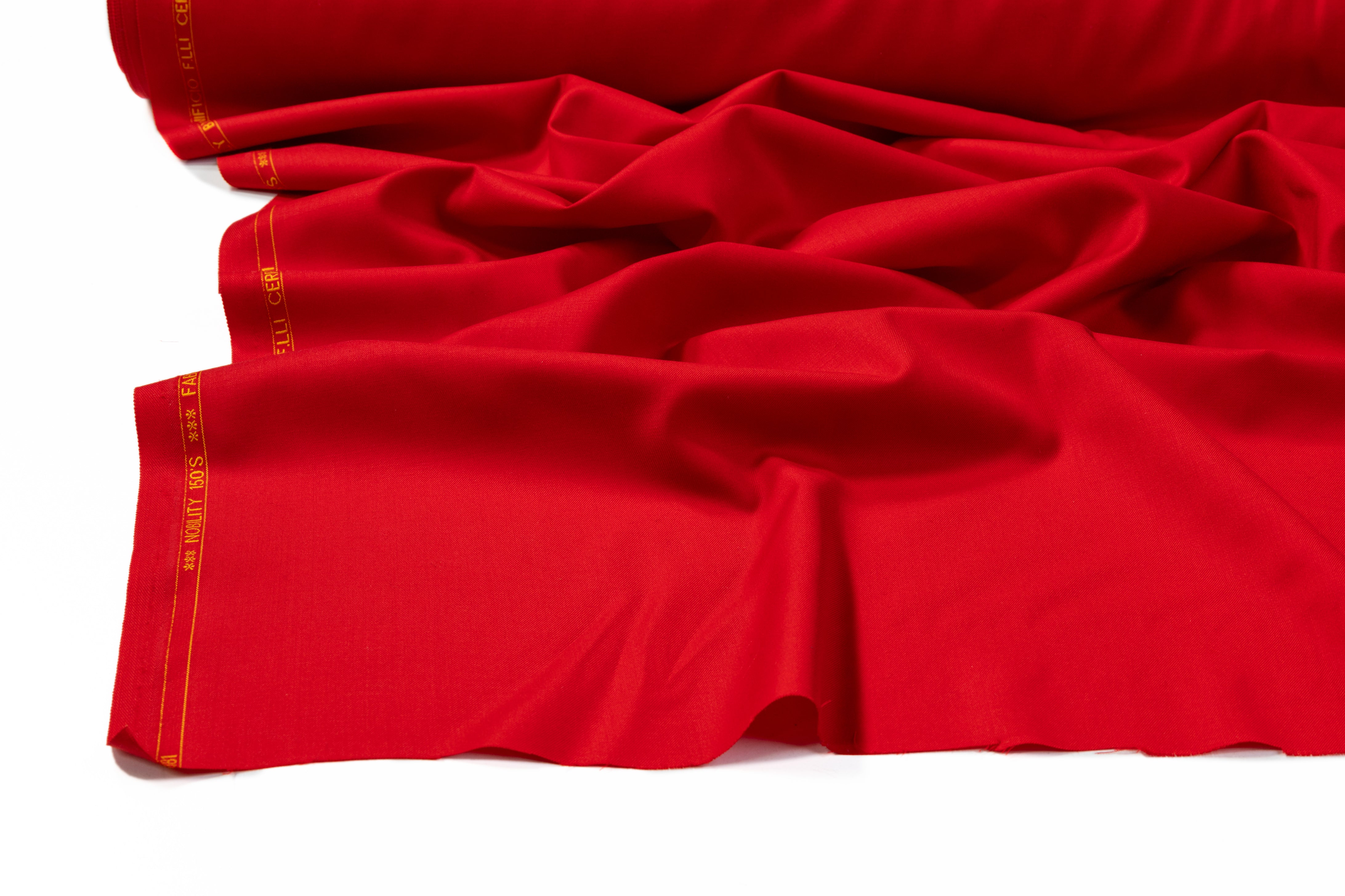 Cerruti - Super 150s Italian Wool Suiting - Red