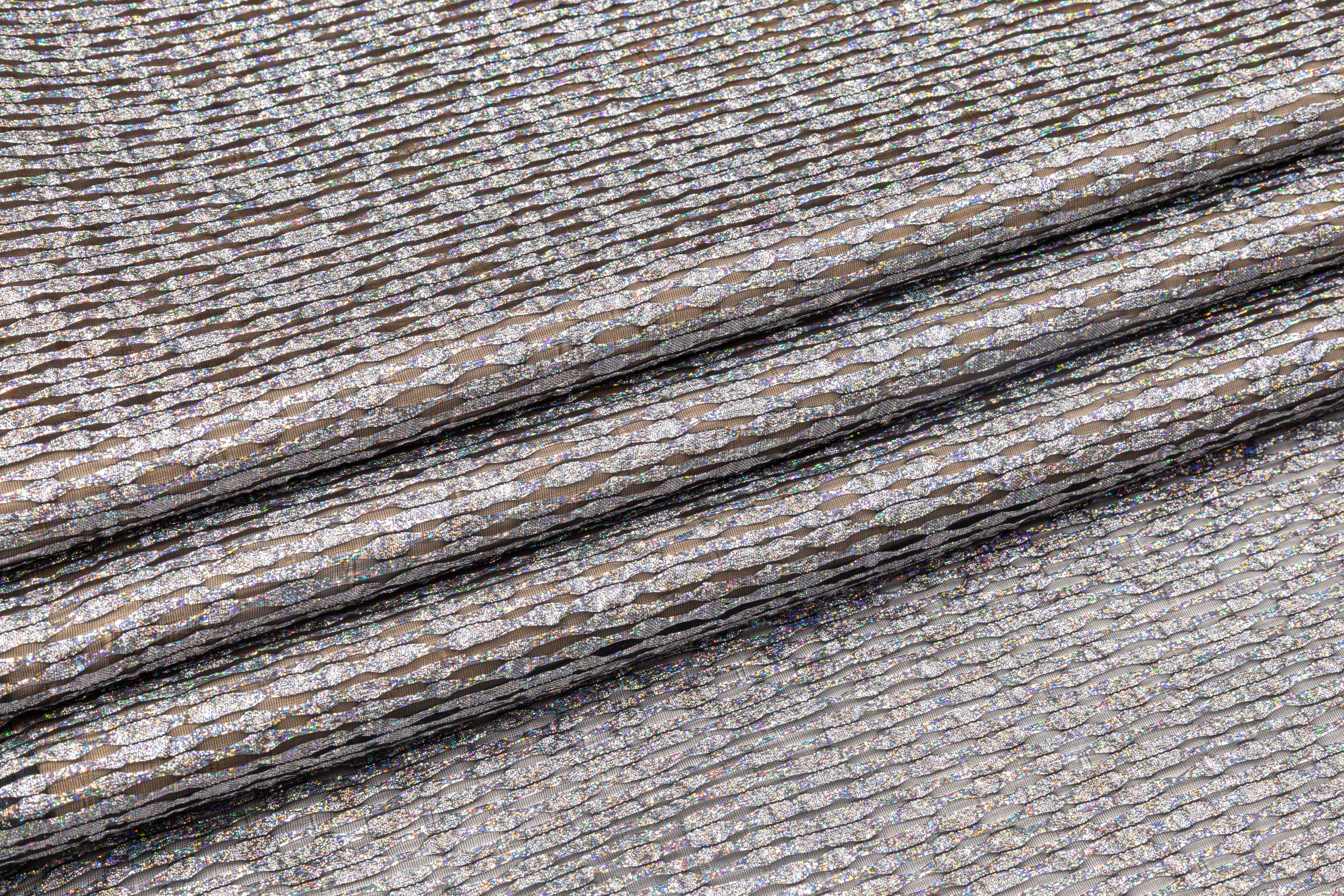 Iridescent Metallic Fil Coupé - Silver / Black