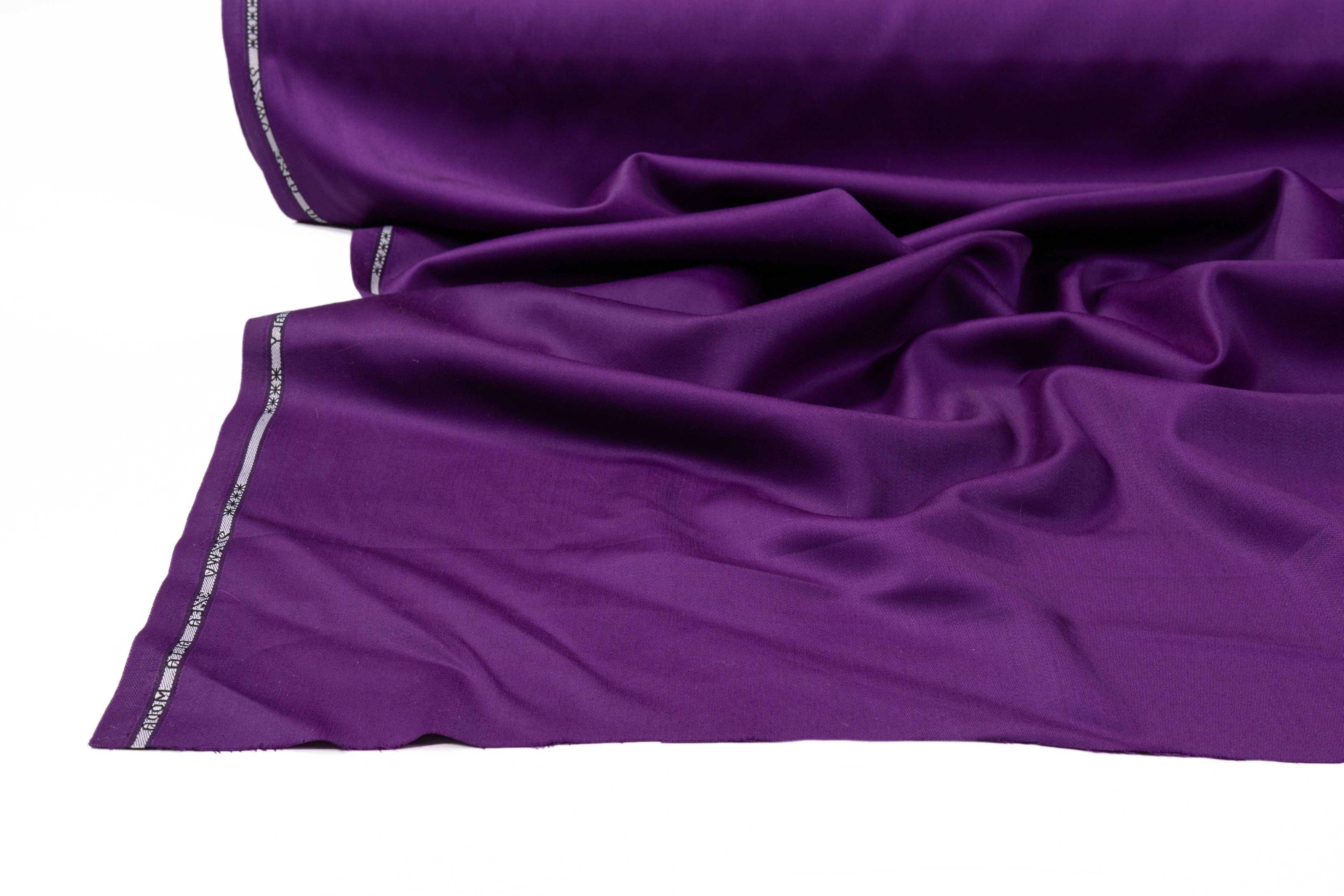 Italian Satin Faille Stretch Wool Suiting - Purple