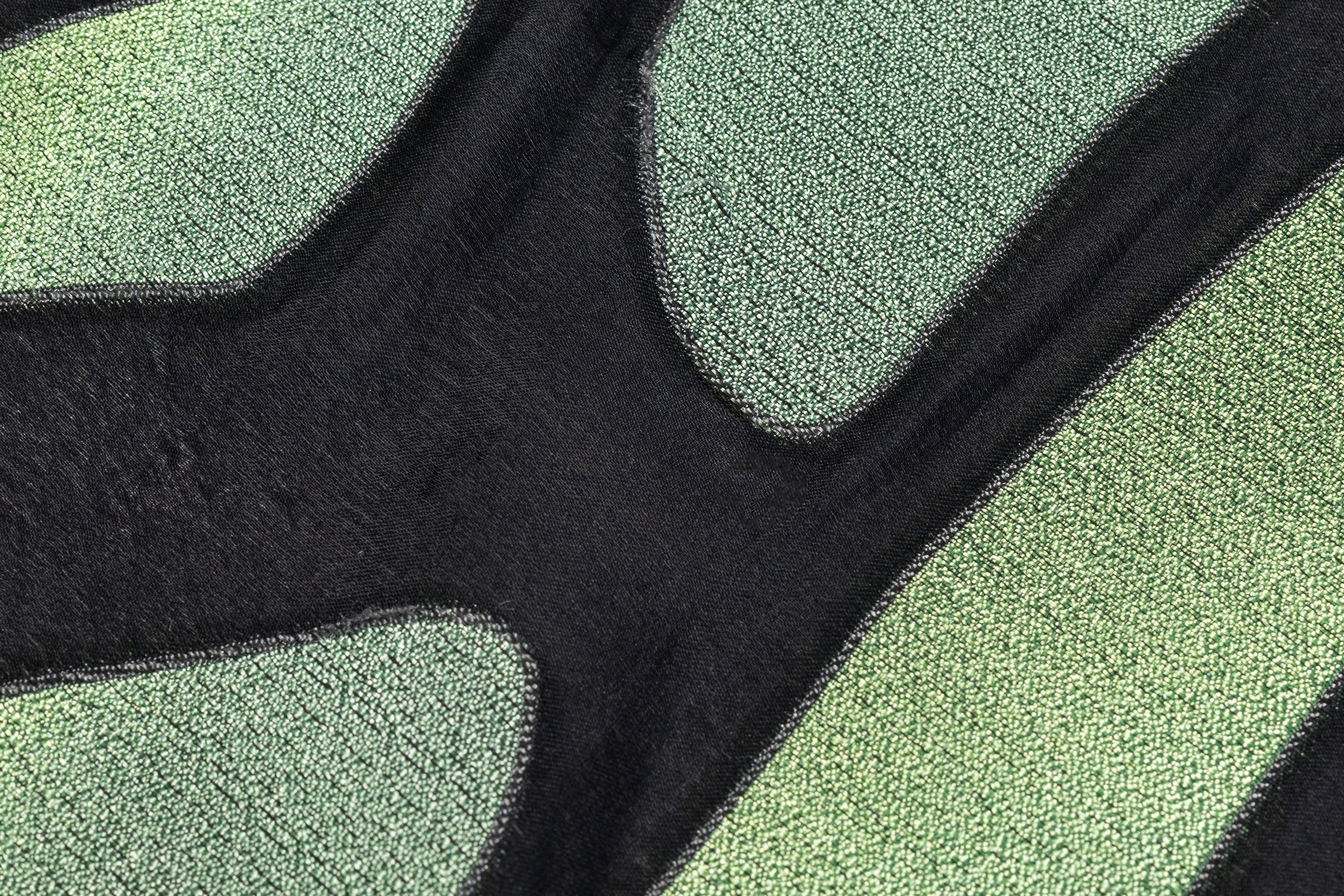 Abstract Italian Silk Blend Fil Coupé - Black / Green