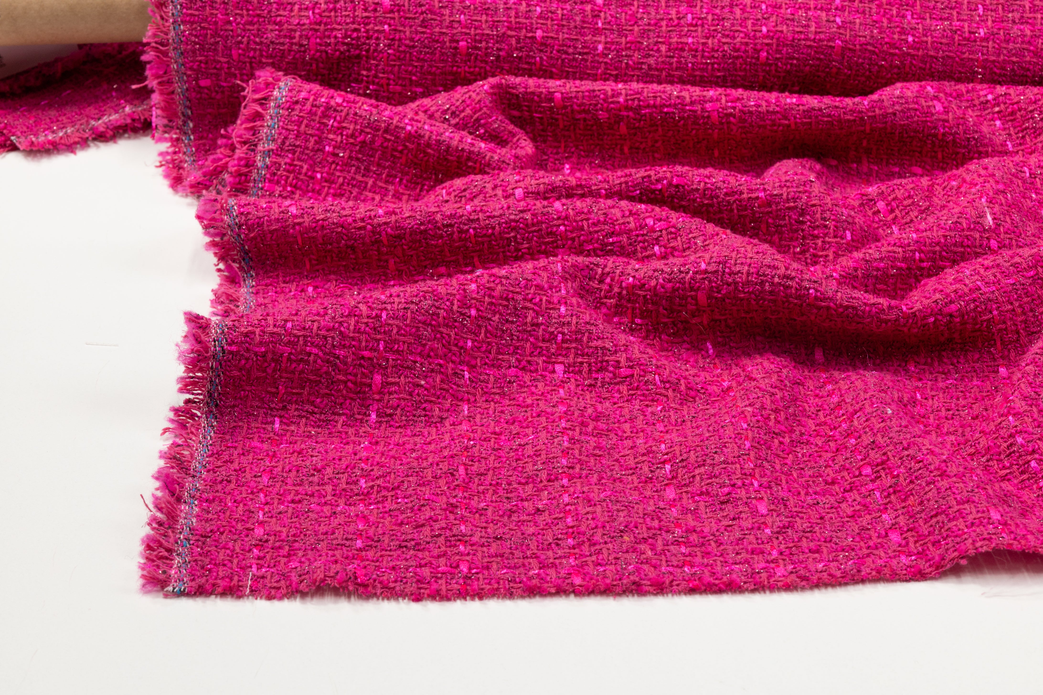 Metallic Cotton Blend Tweed - Magenta