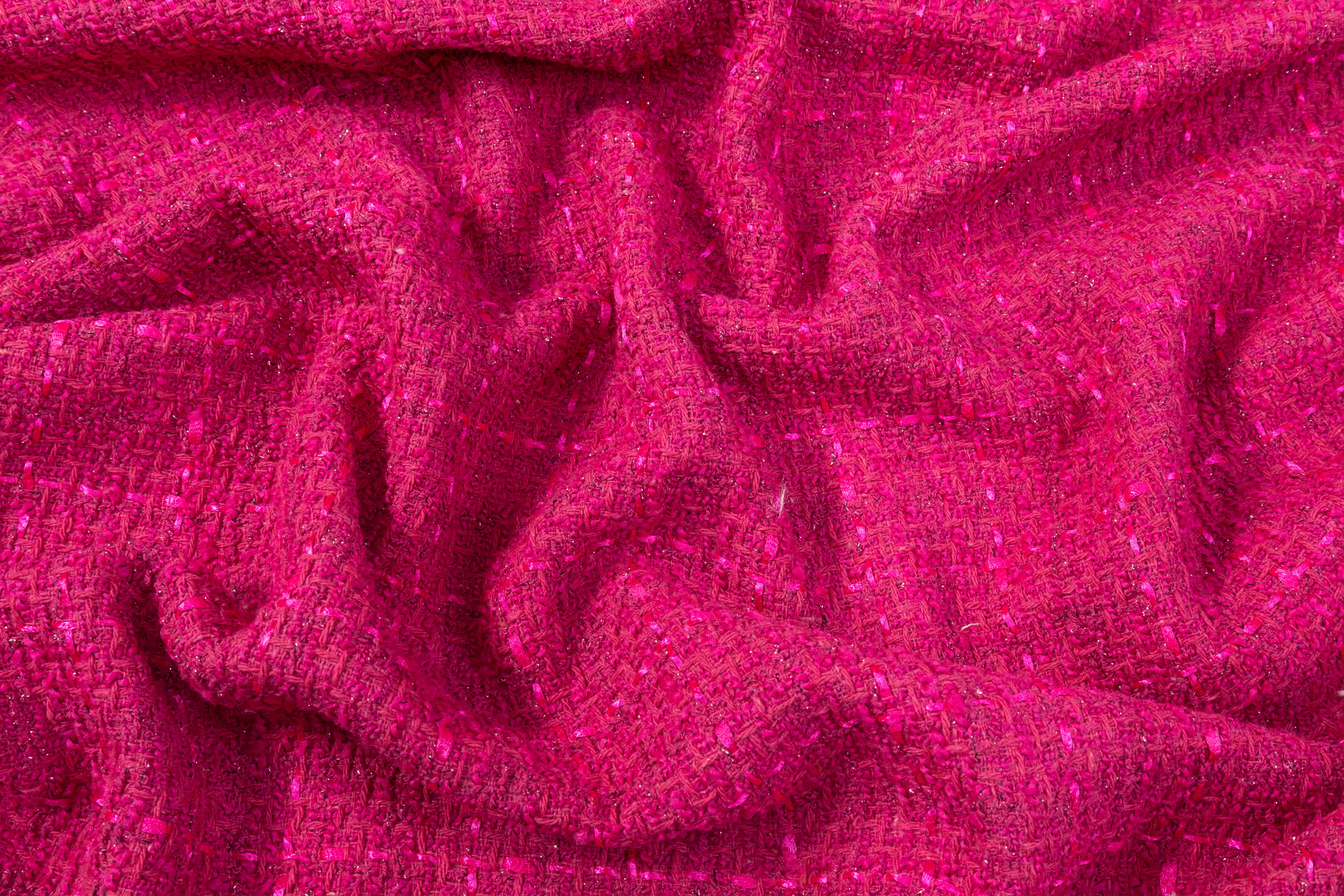 Metallic Cotton Blend Tweed - Magenta