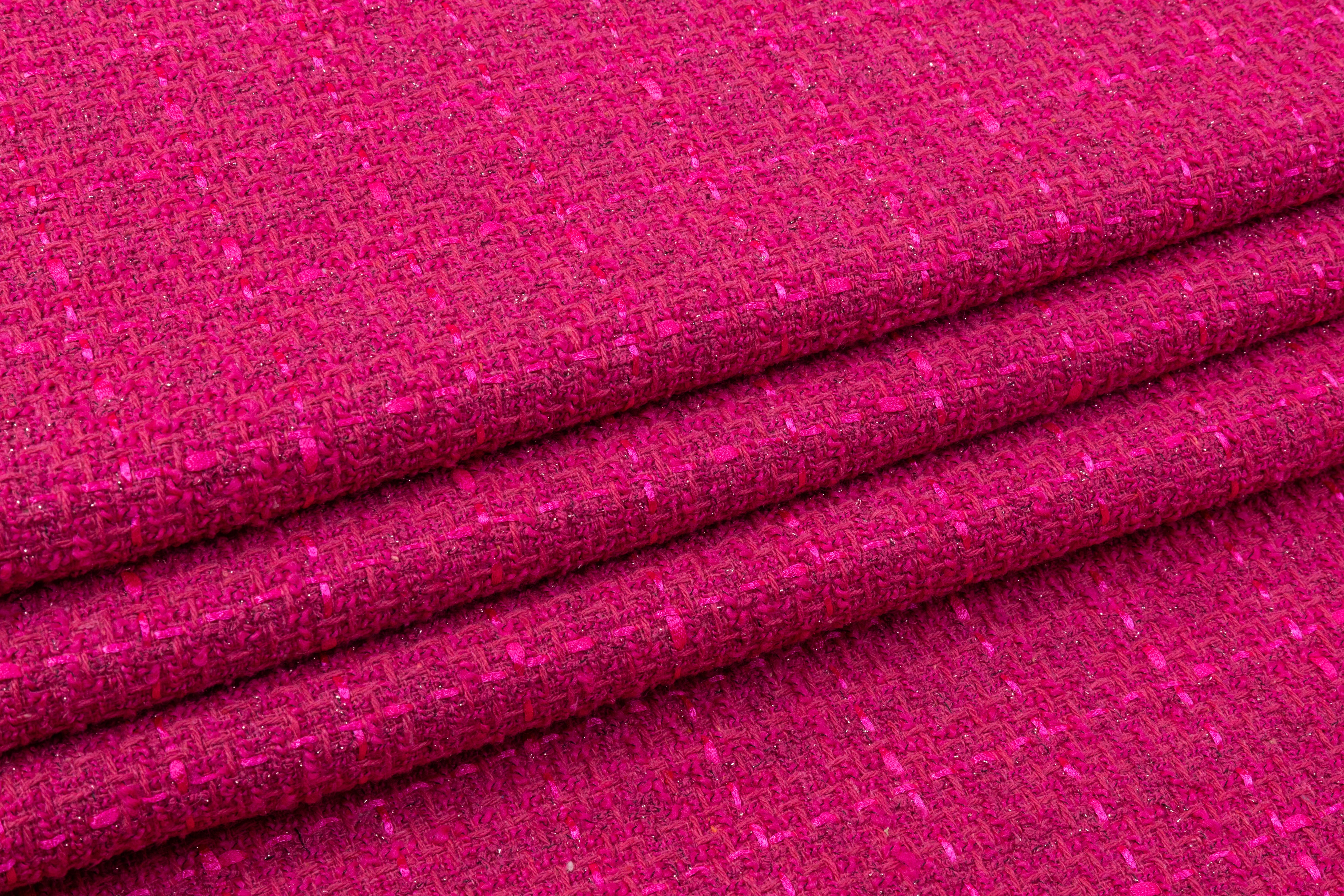 Metallic Cotton Blend Tweed - Magenta
