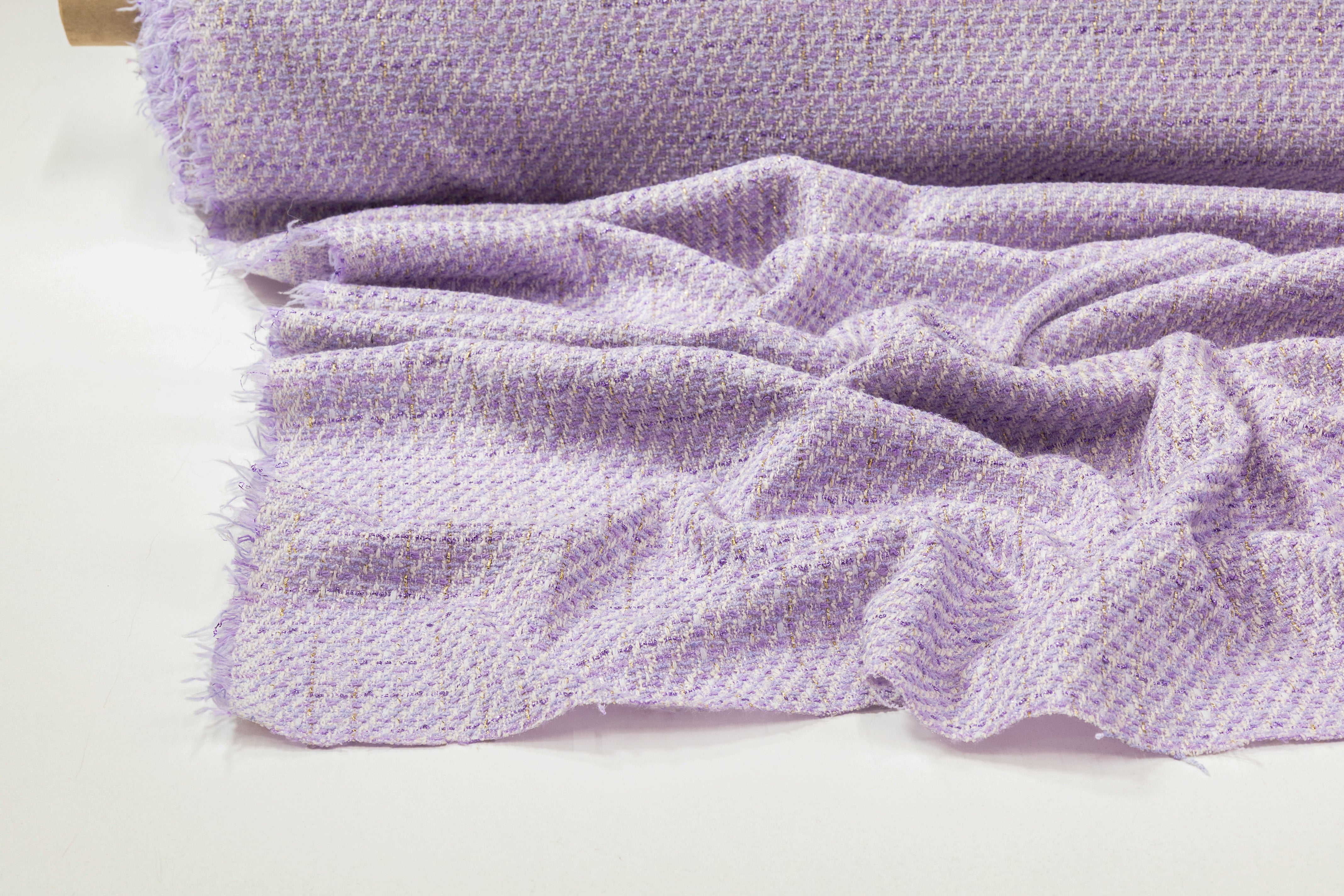 Metallic Cotton Blend Tweed - Lilac