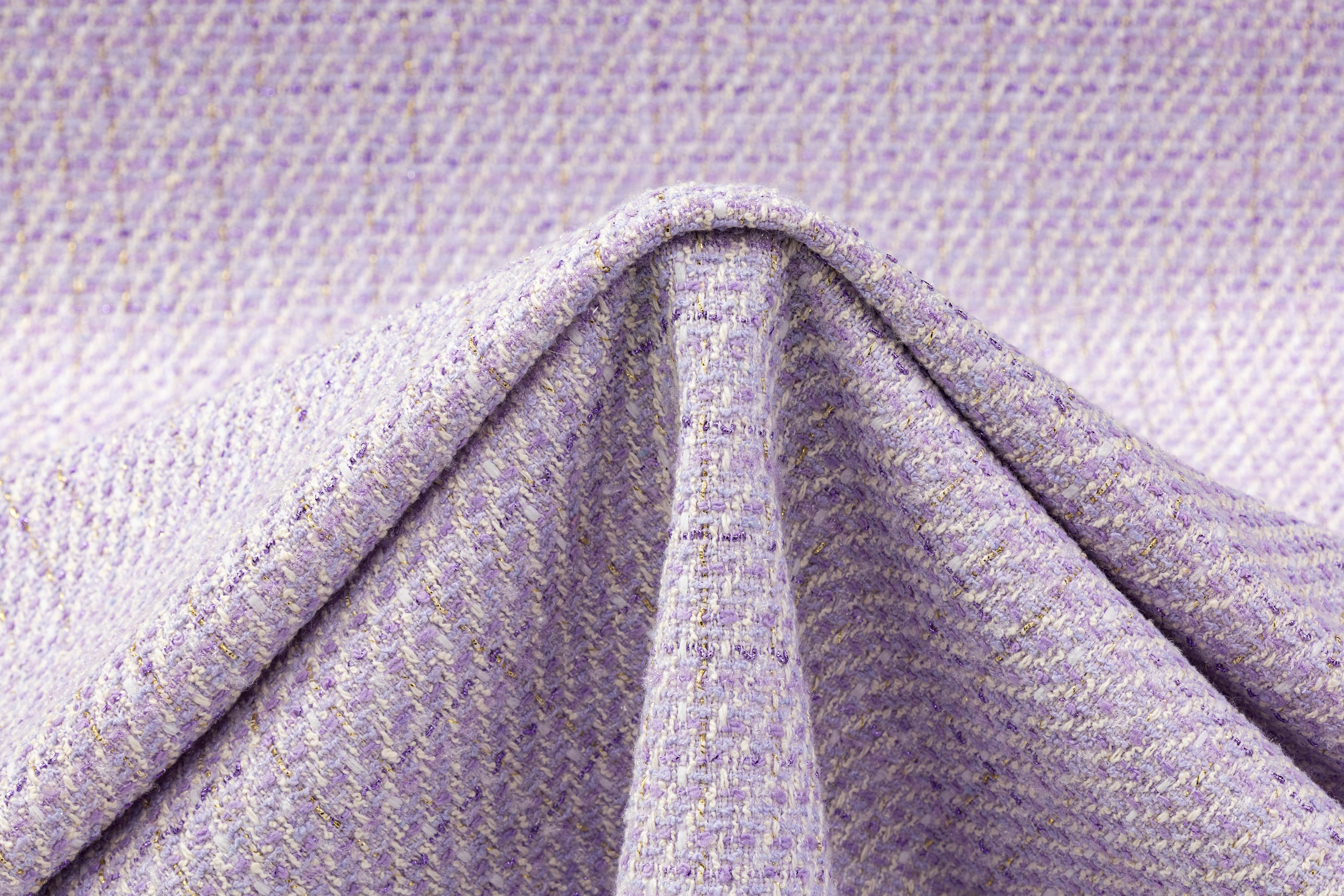 Metallic Cotton Blend Tweed - Lilac