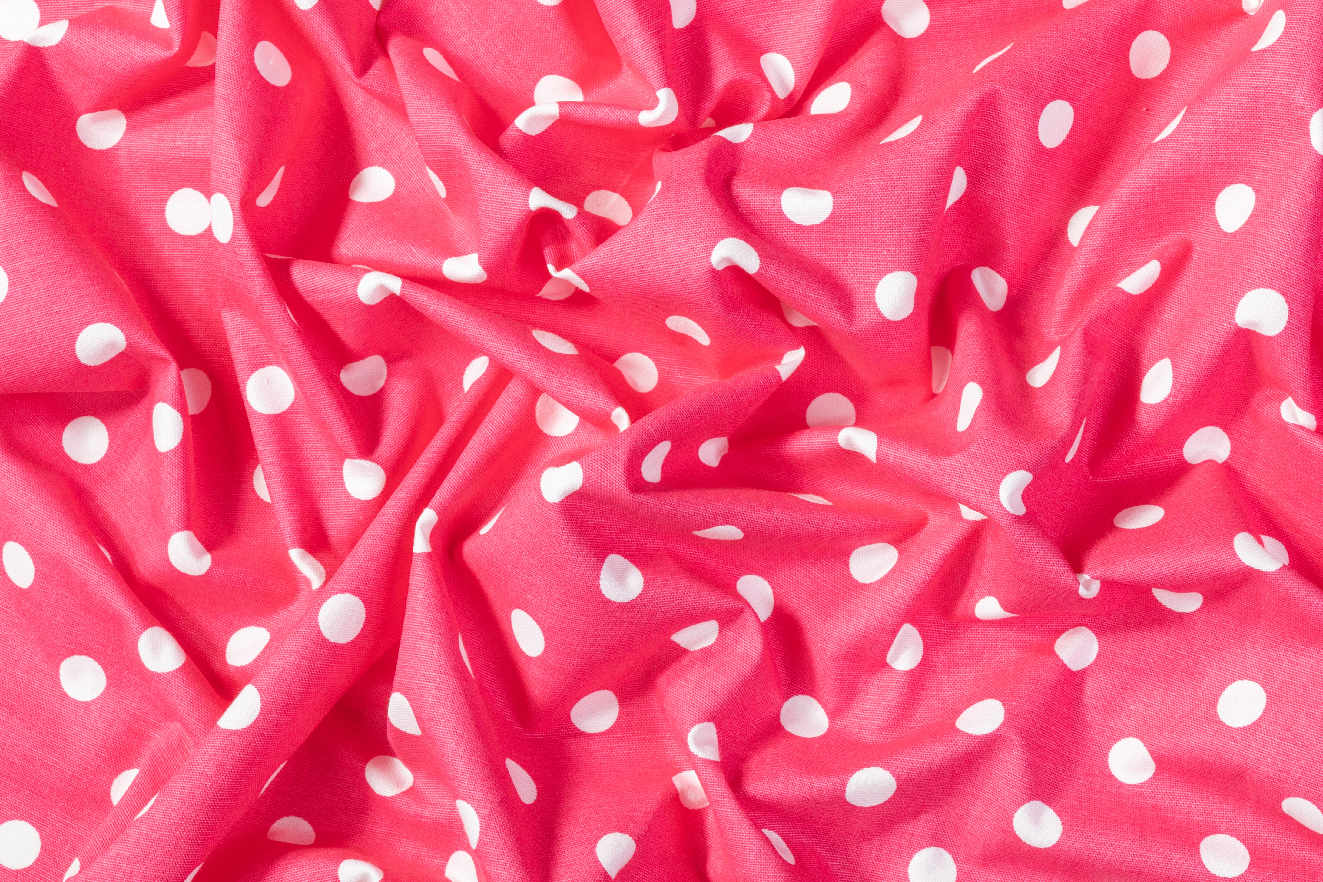 Polka Dot Cotton Canvas - Pink / White