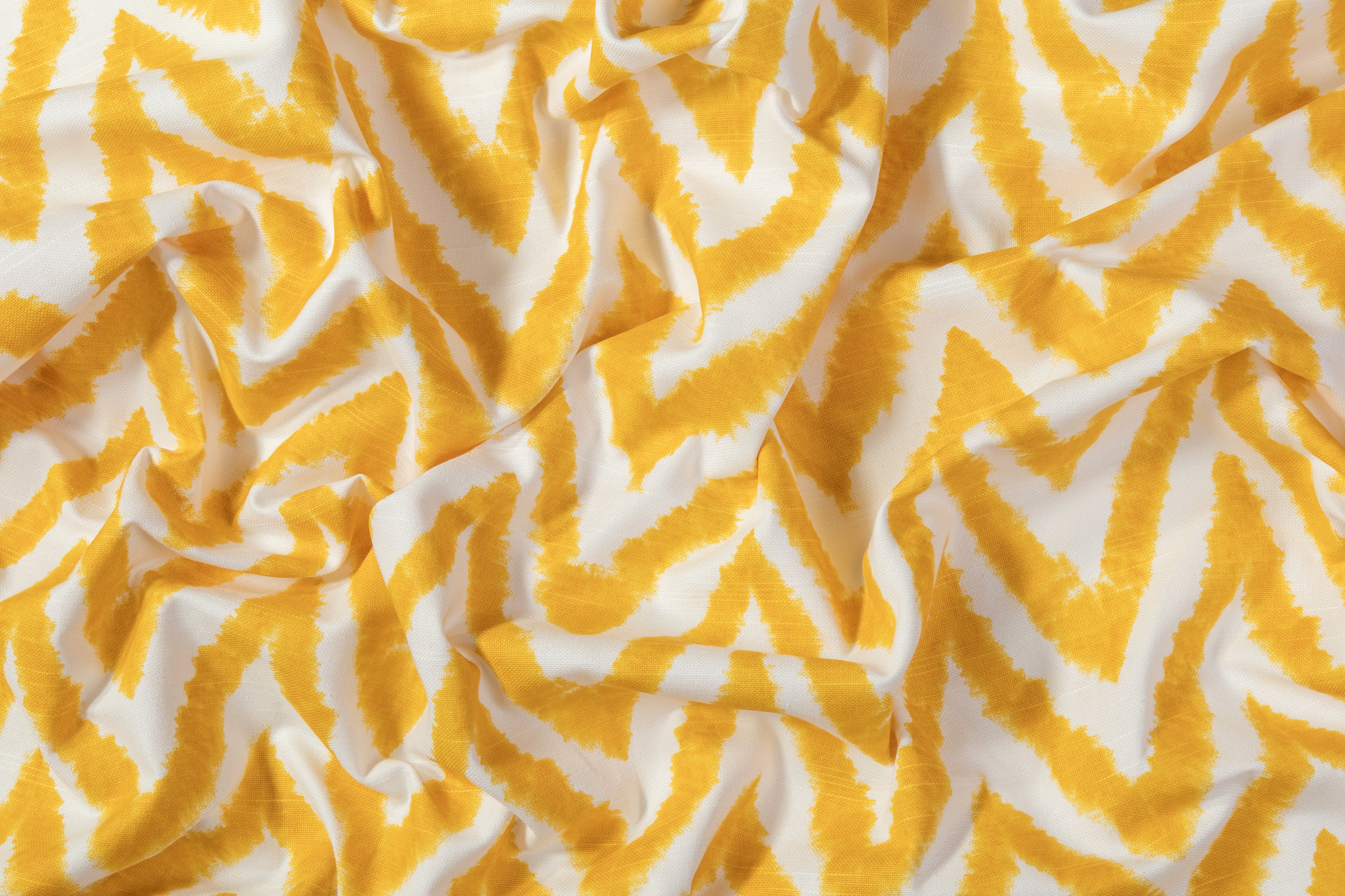 Chevron Printed Cotton Canvas - Yellow / White