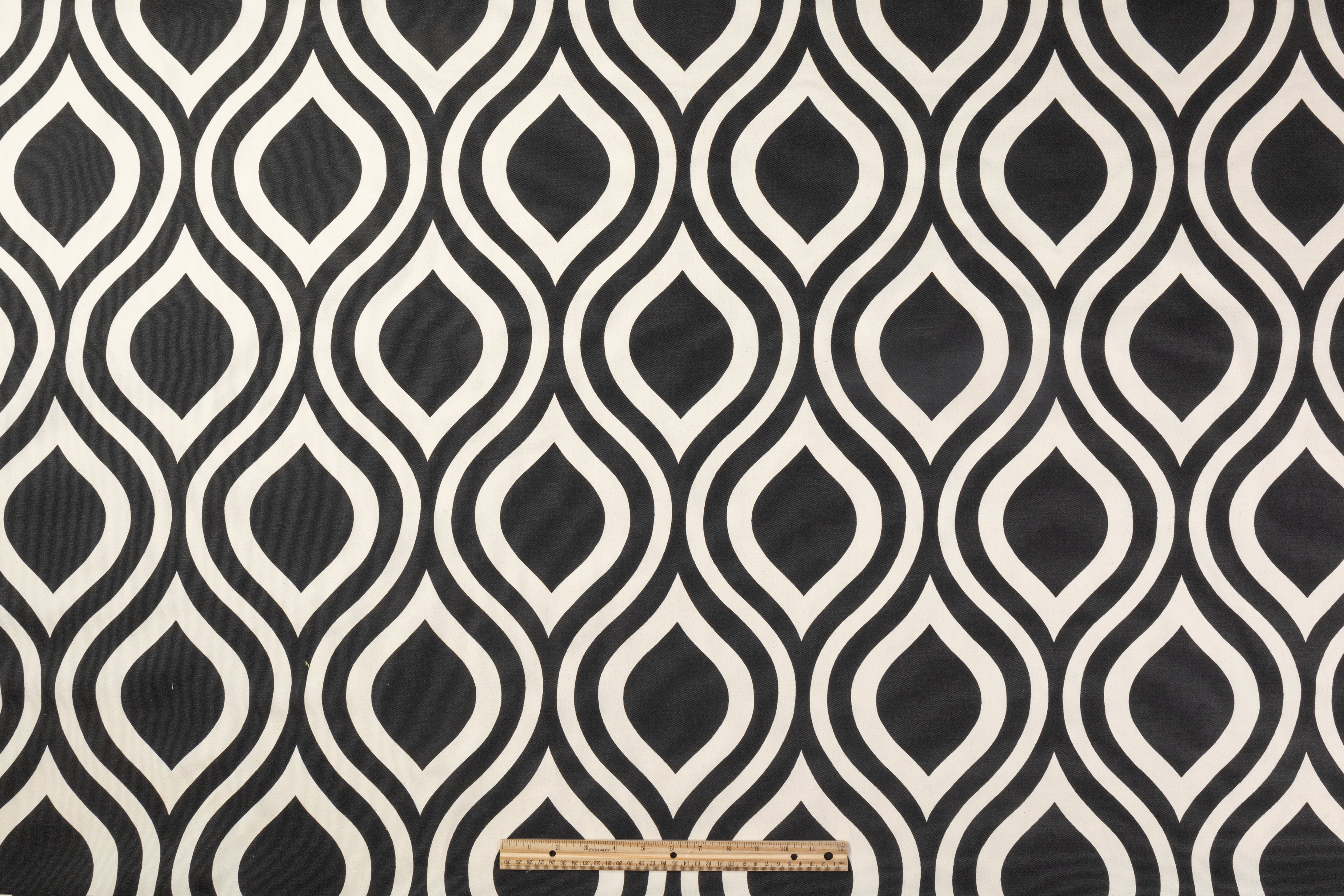 Ogee Printed Cotton Canvas - Black / Off White