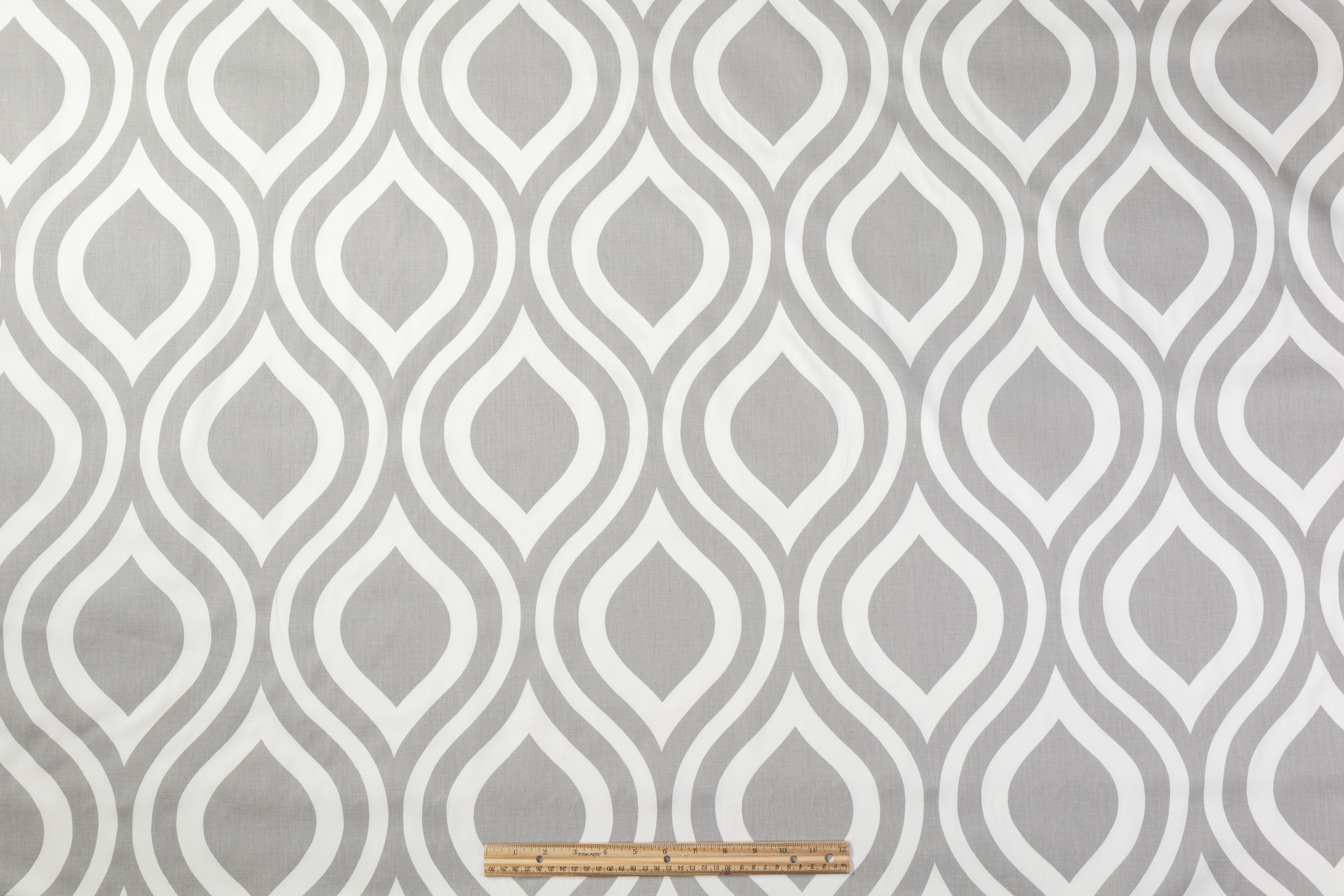 Ogee Printed Cotton Canvas - Gray / White