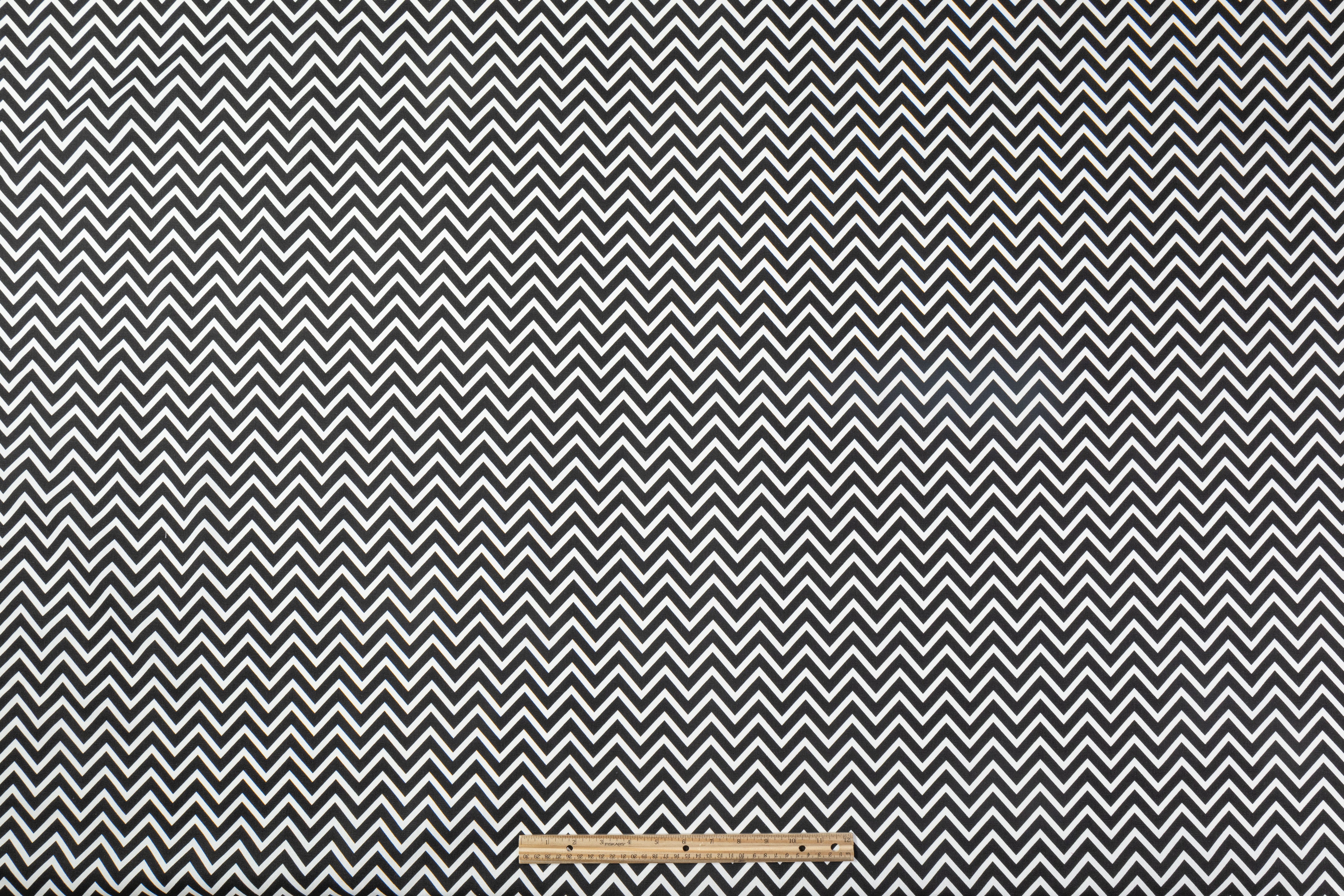 Chevron Printed Cotton Canvas - Black / White