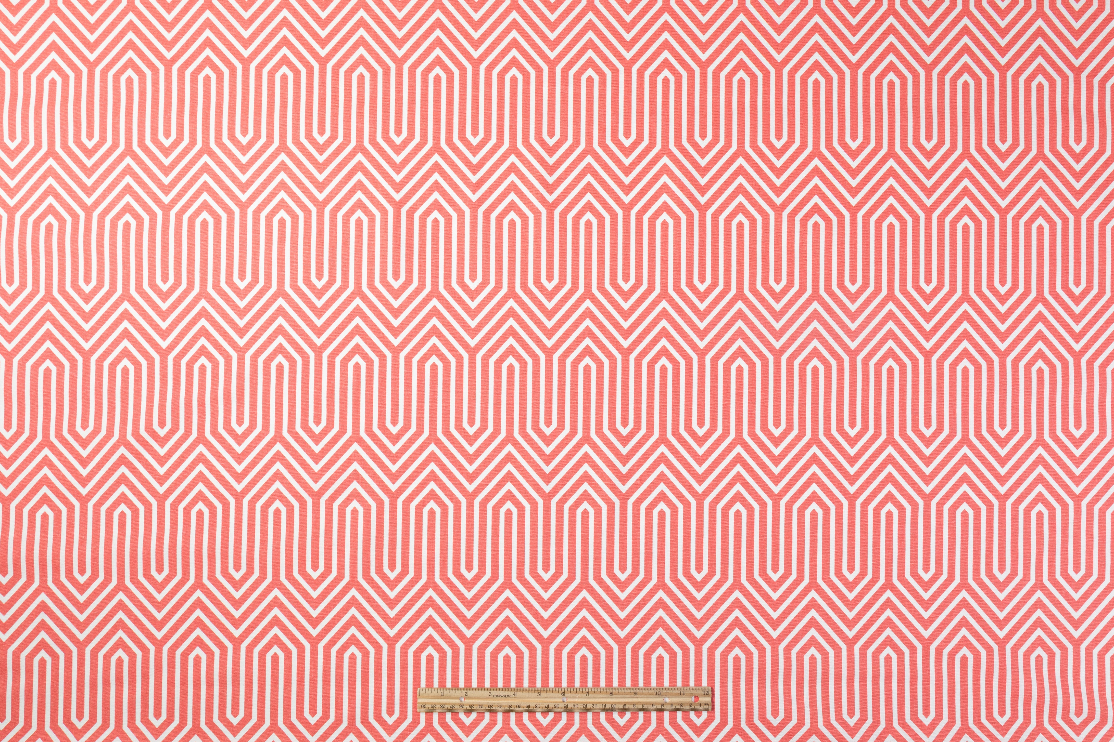 Printed Cotton Canvas - Coral / White