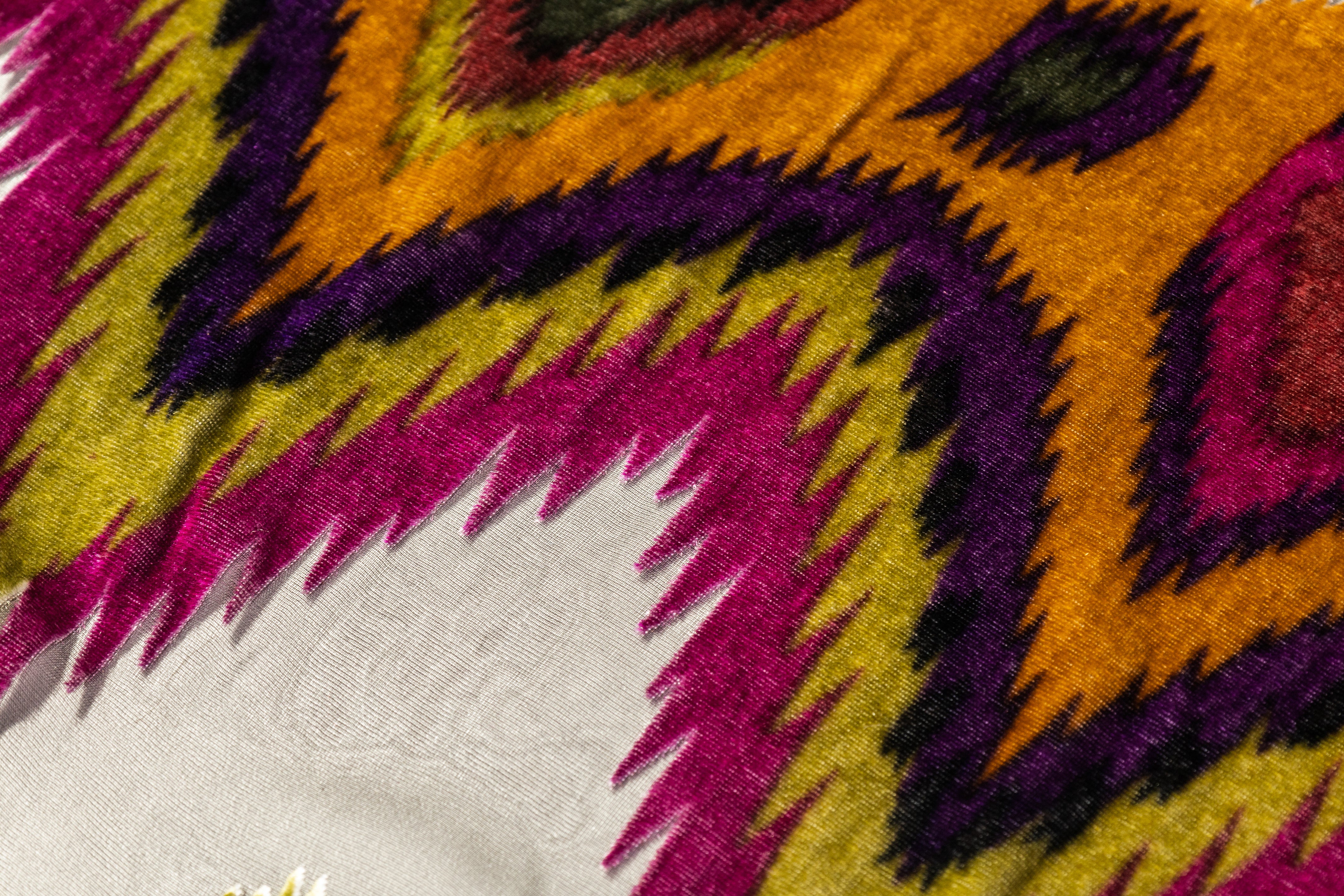 Silk Viscose Italian Velvet Devoré - Black / Gold / Purple