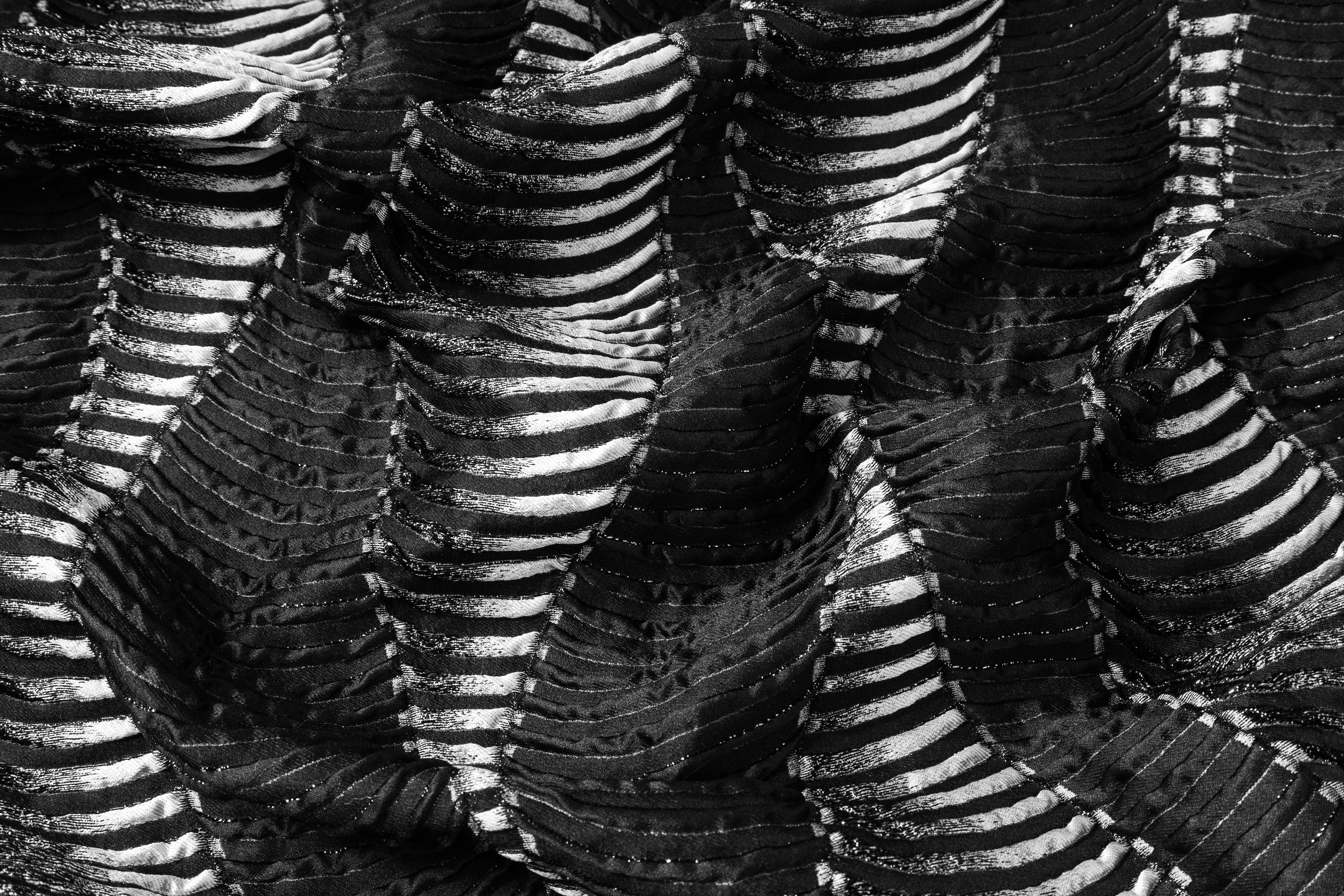 Abstract Metallic Italian Silk Blend Cloqué Brocade - Black / Gray