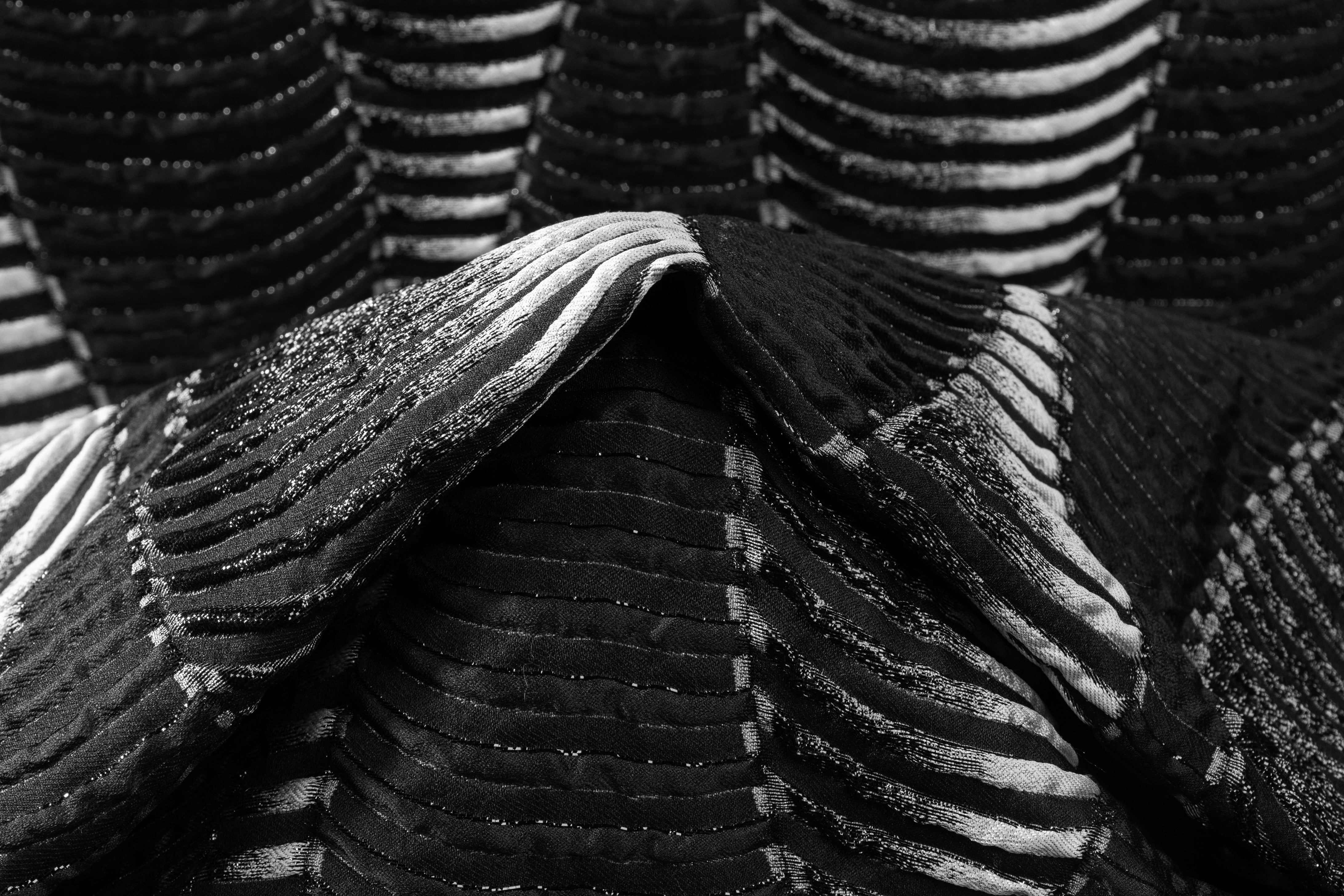 Abstract Metallic Italian Silk Blend Cloqué Brocade - Black / Gray