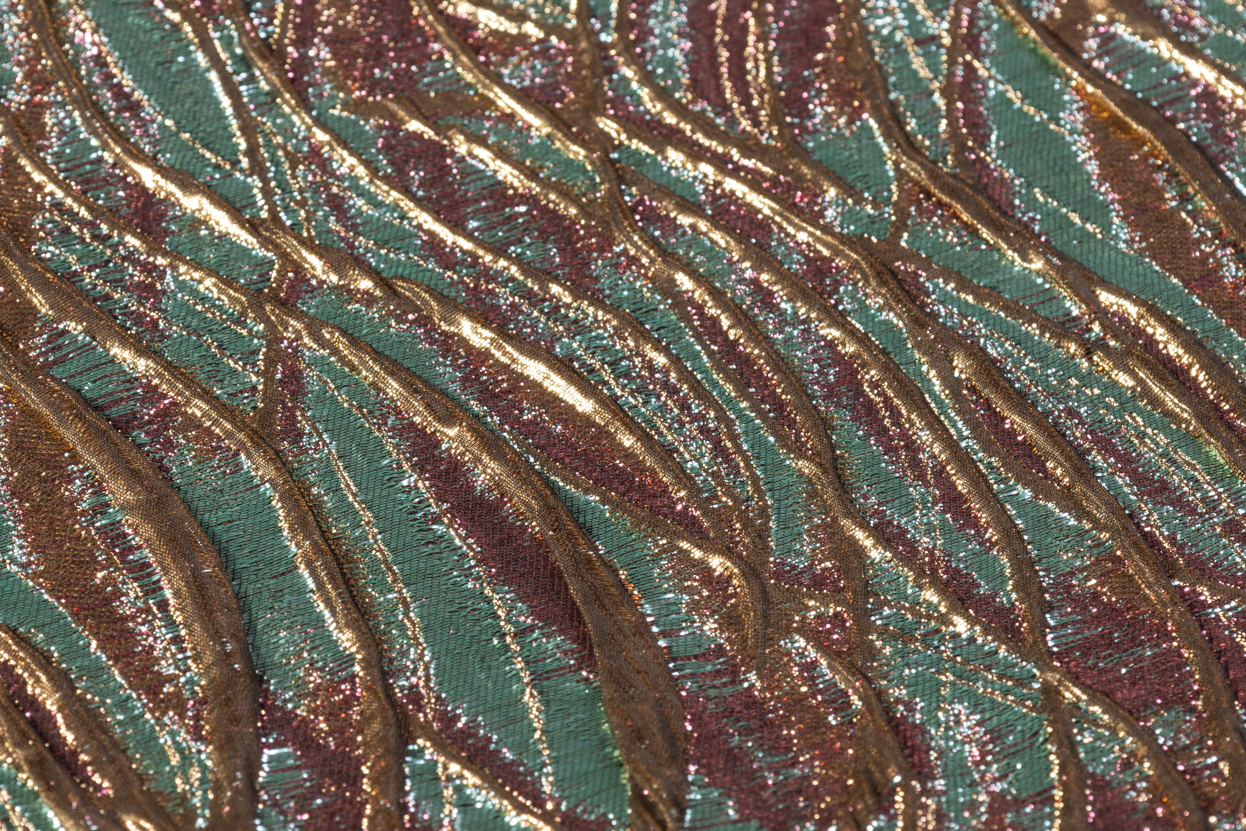 Metallic Italian Cloqué Brocade - Rose Pink / Aqua / Gold