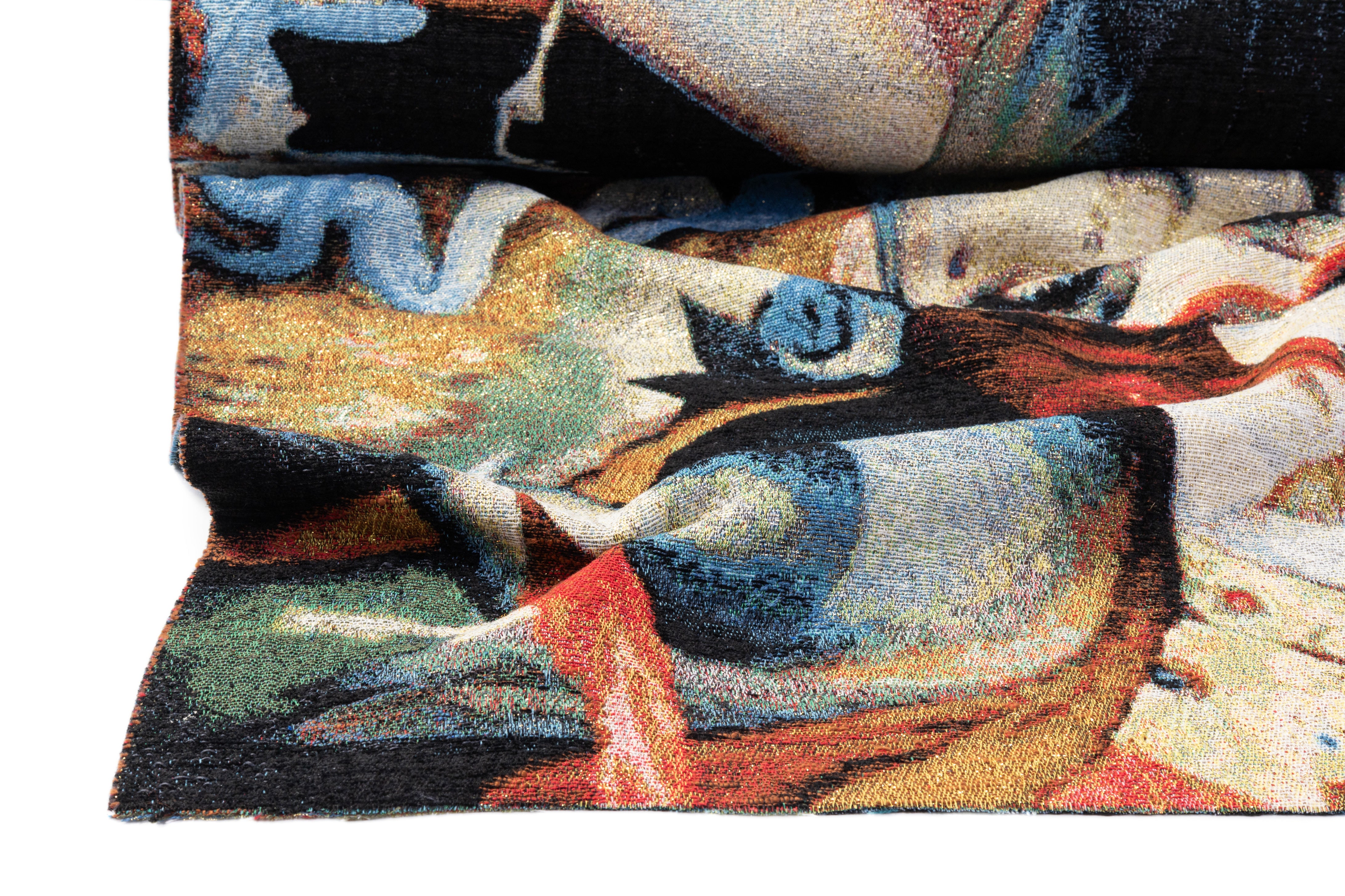 Surreal Portrait Metallic Chenille Tapestry Panel