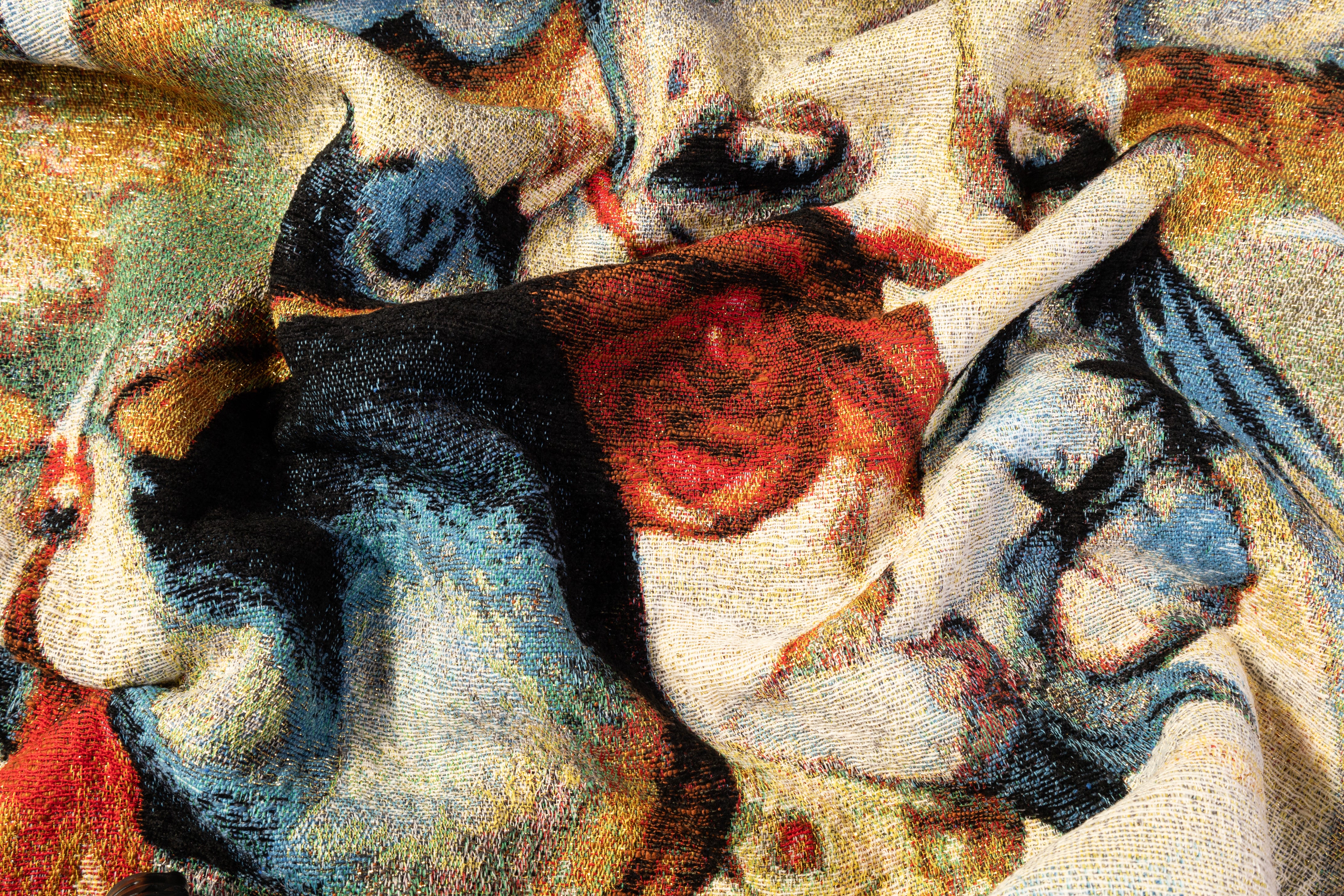 Surreal Portrait Metallic Chenille Tapestry Panel