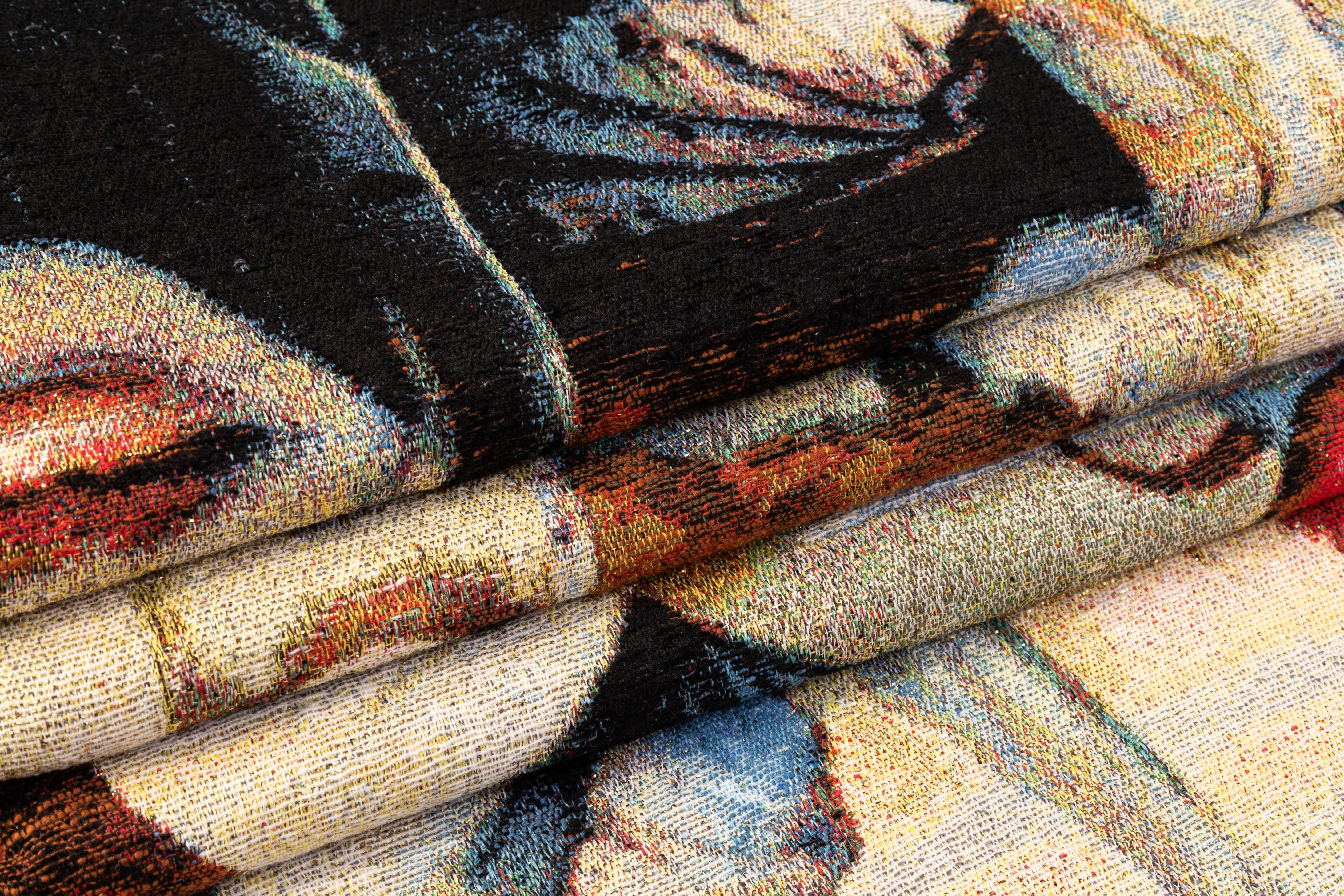 Surreal Portrait Metallic Chenille Tapestry Panel