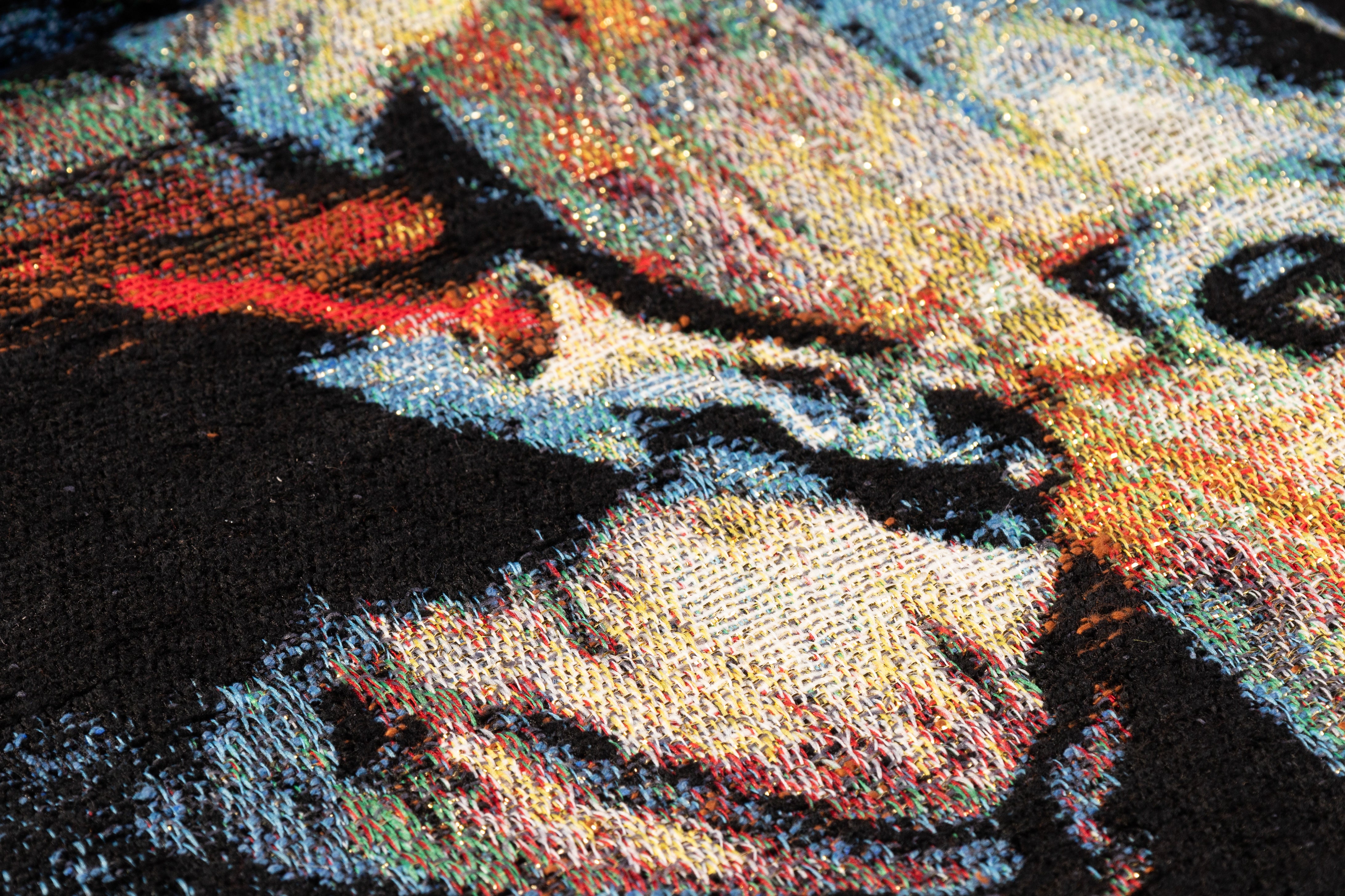 Surreal Portrait Metallic Chenille Tapestry Panel