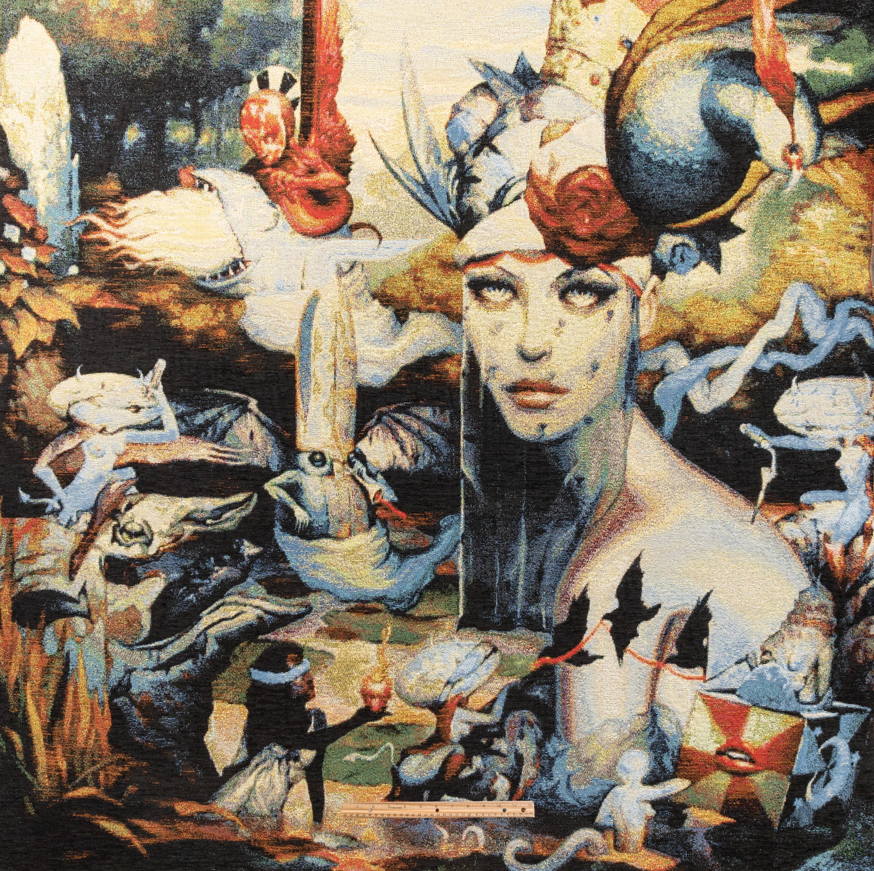 Surreal Portrait Metallic Chenille Tapestry Panel