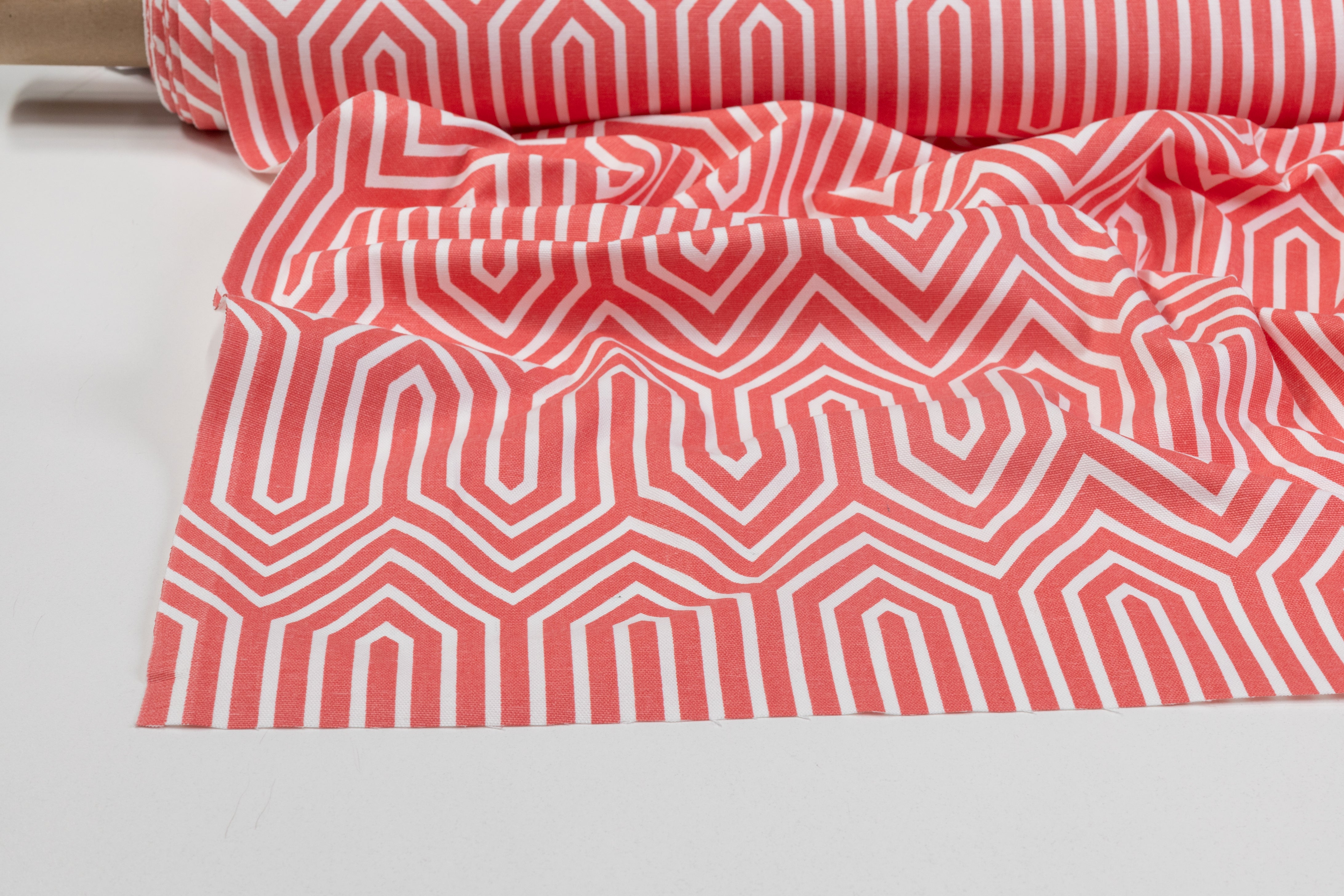 Printed Cotton Canvas - Coral / White
