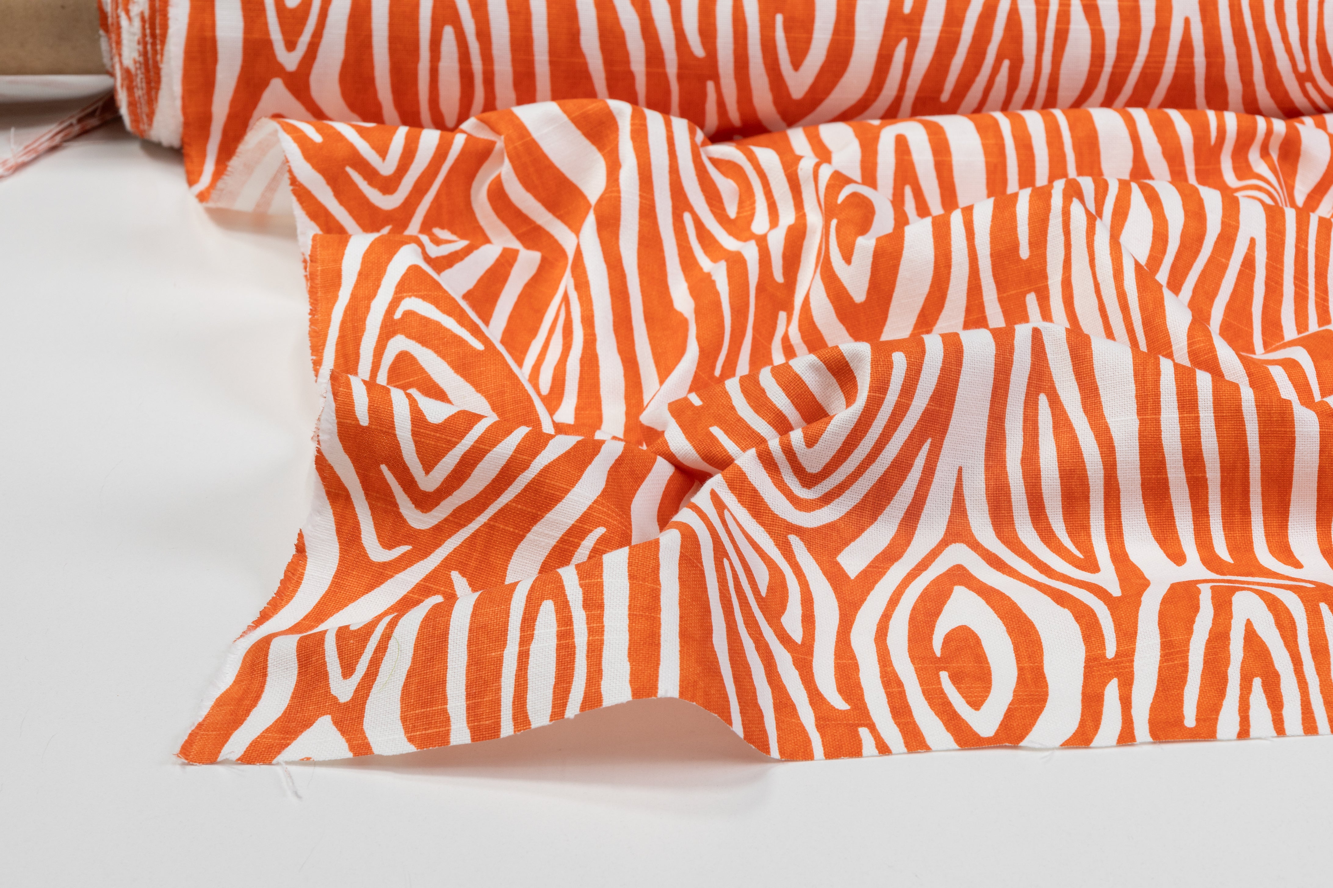 Abstract Printed Cotton Canvas - Orange / White