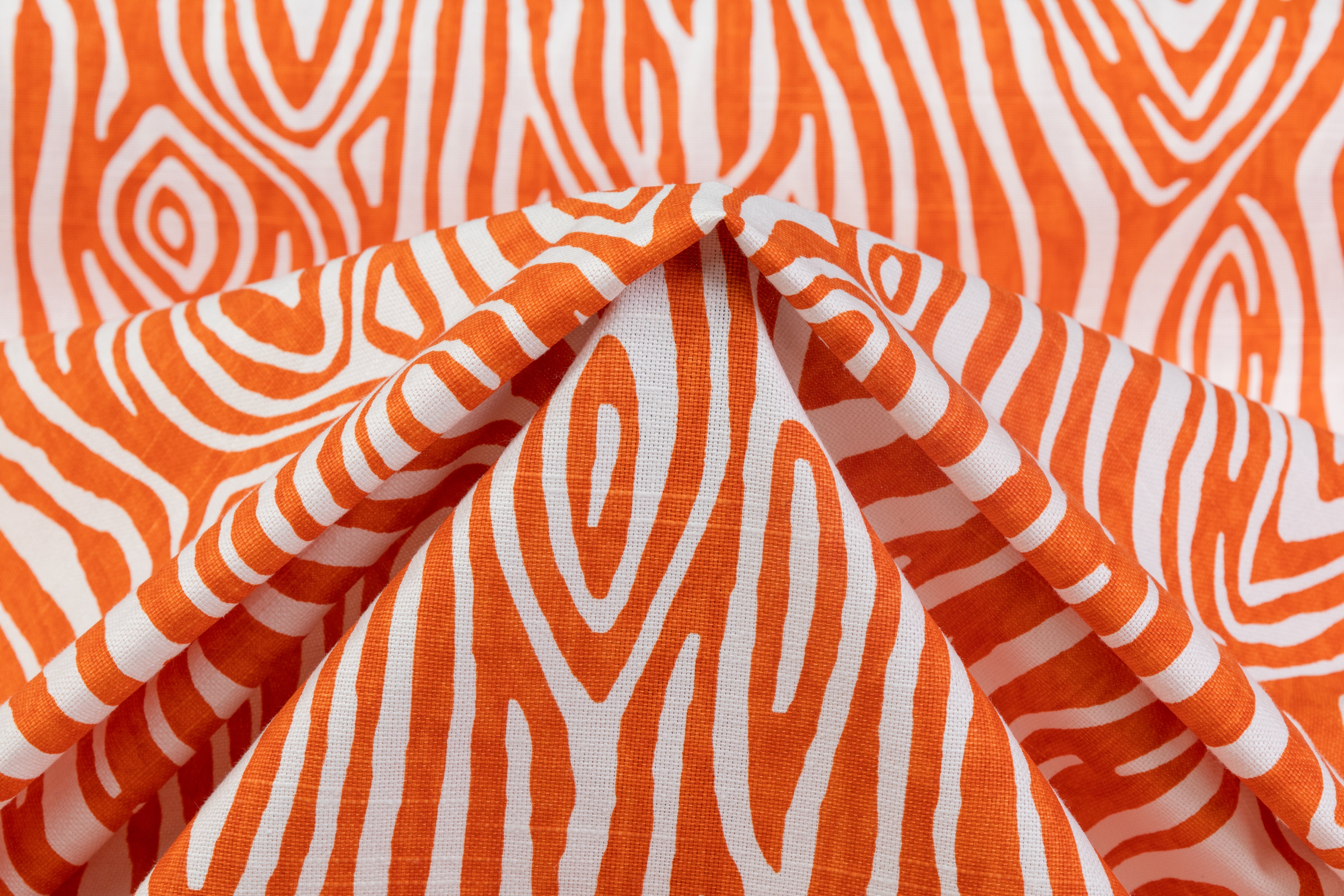 Abstract Printed Cotton Canvas - Orange / White