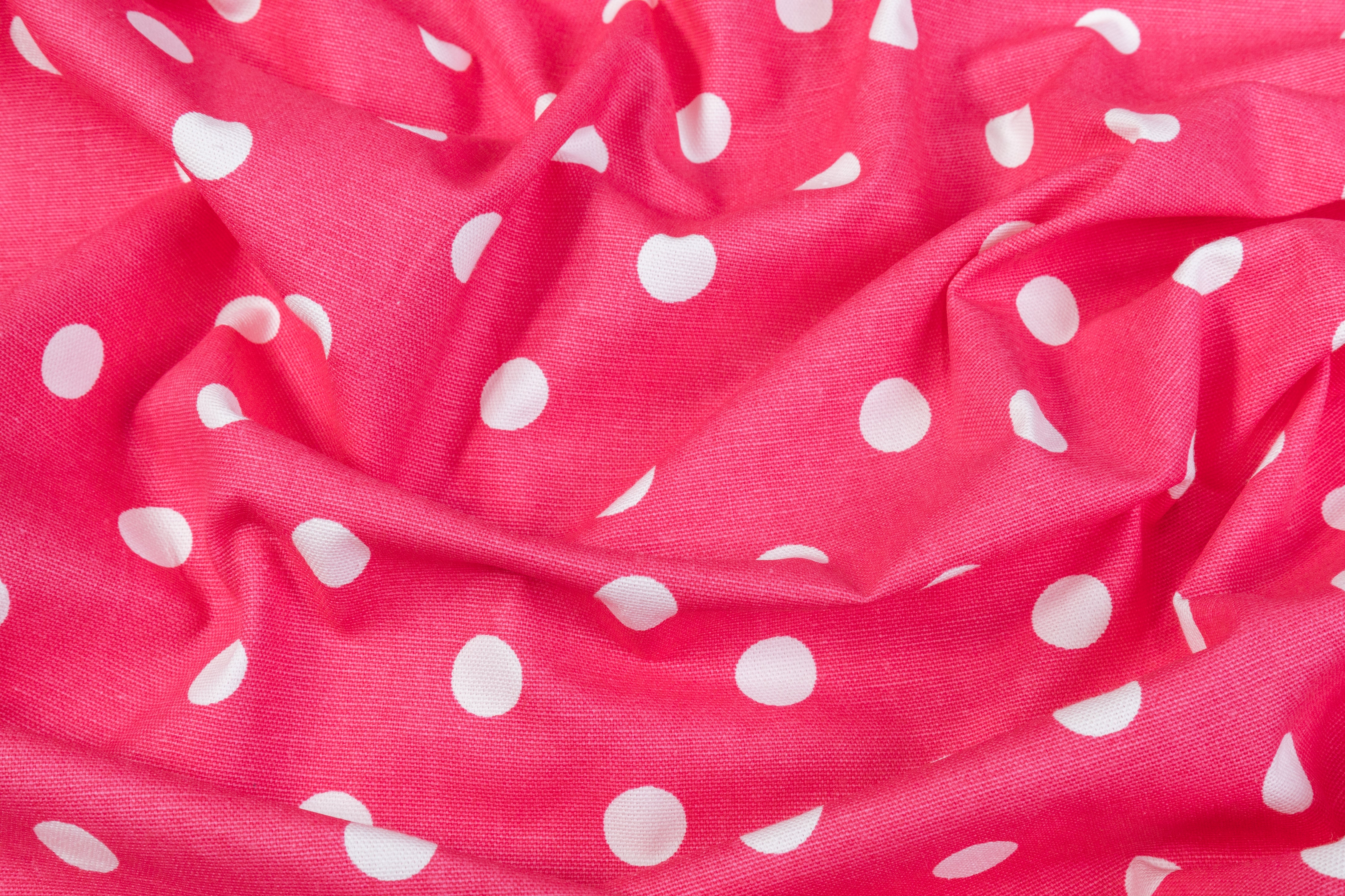 Polka Dot Cotton Canvas - Pink / White