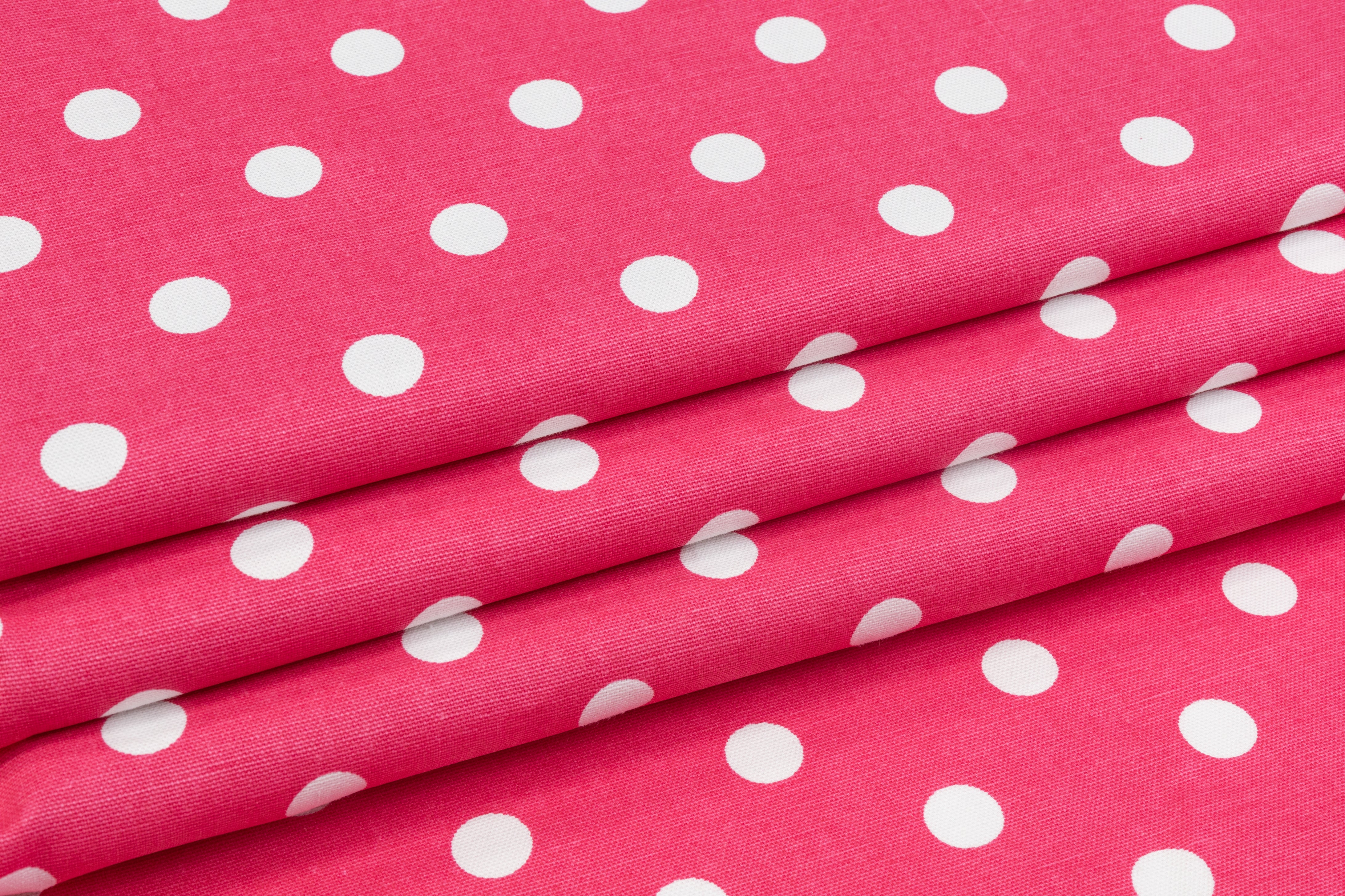 Polka Dot Cotton Canvas - Pink / White