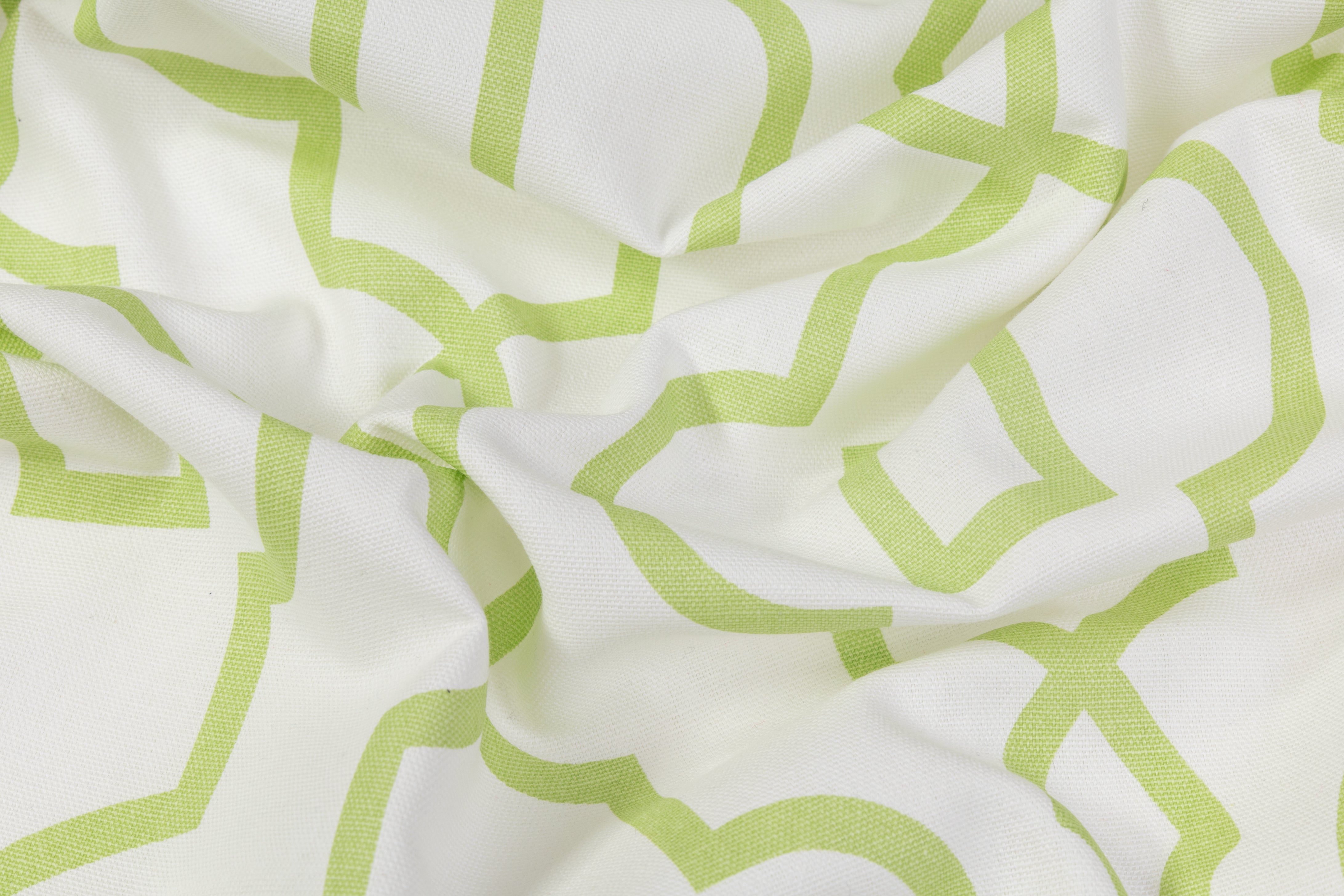 Quatrefoil Printed Cotton Canvas - Green / White