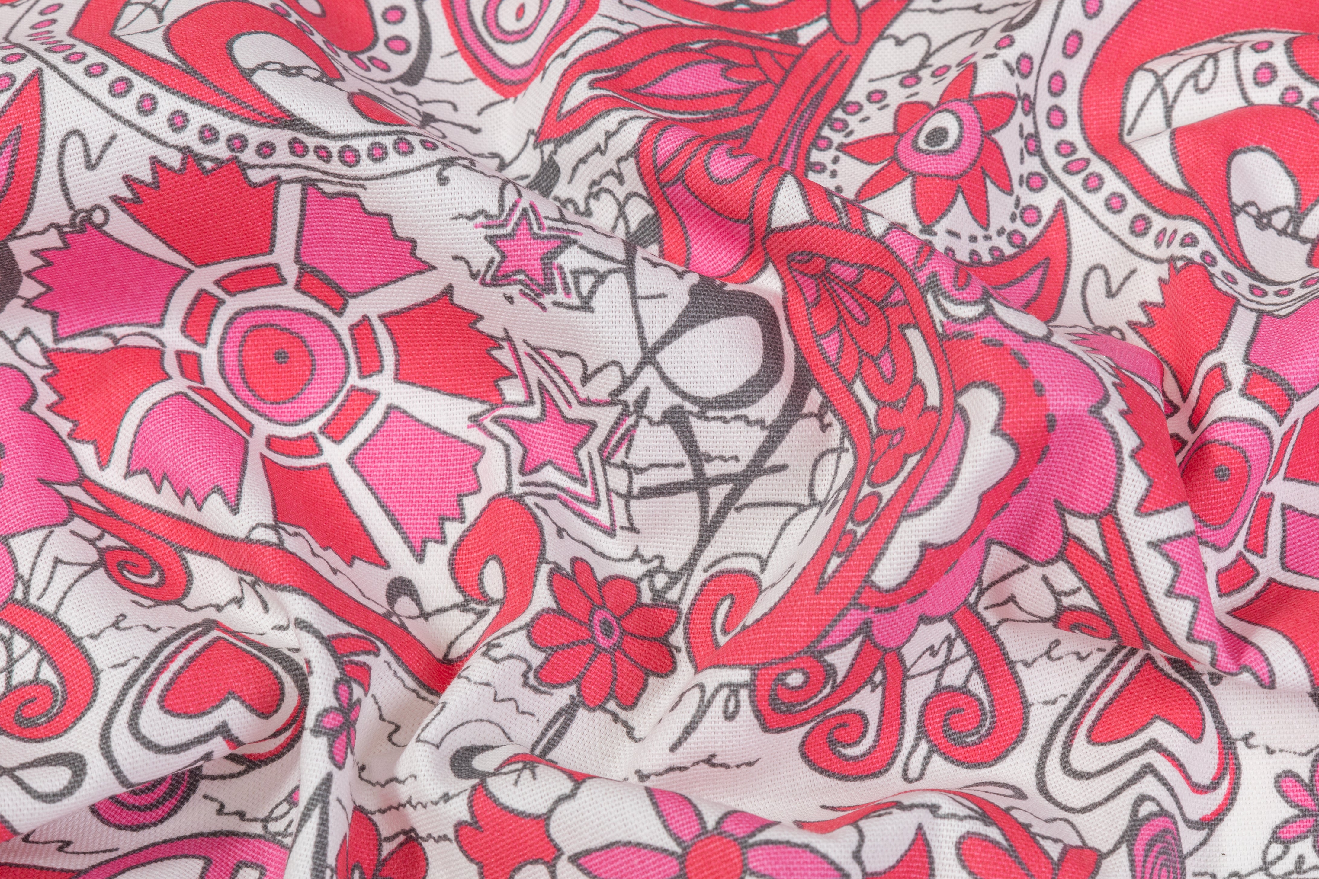 Peace Printed Cotton Canvas - Red / Pink / White