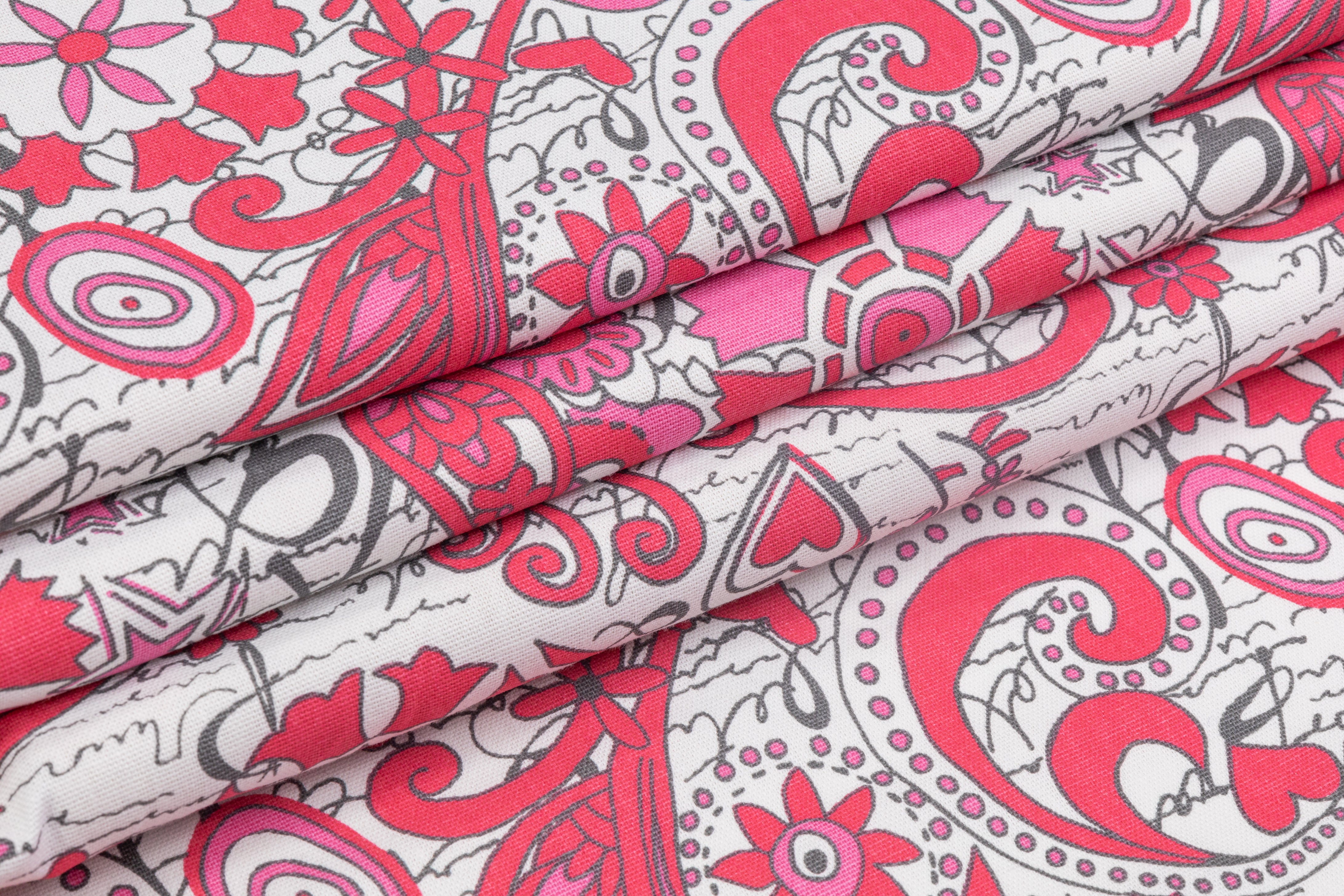 Peace Printed Cotton Canvas - Red / Pink / White