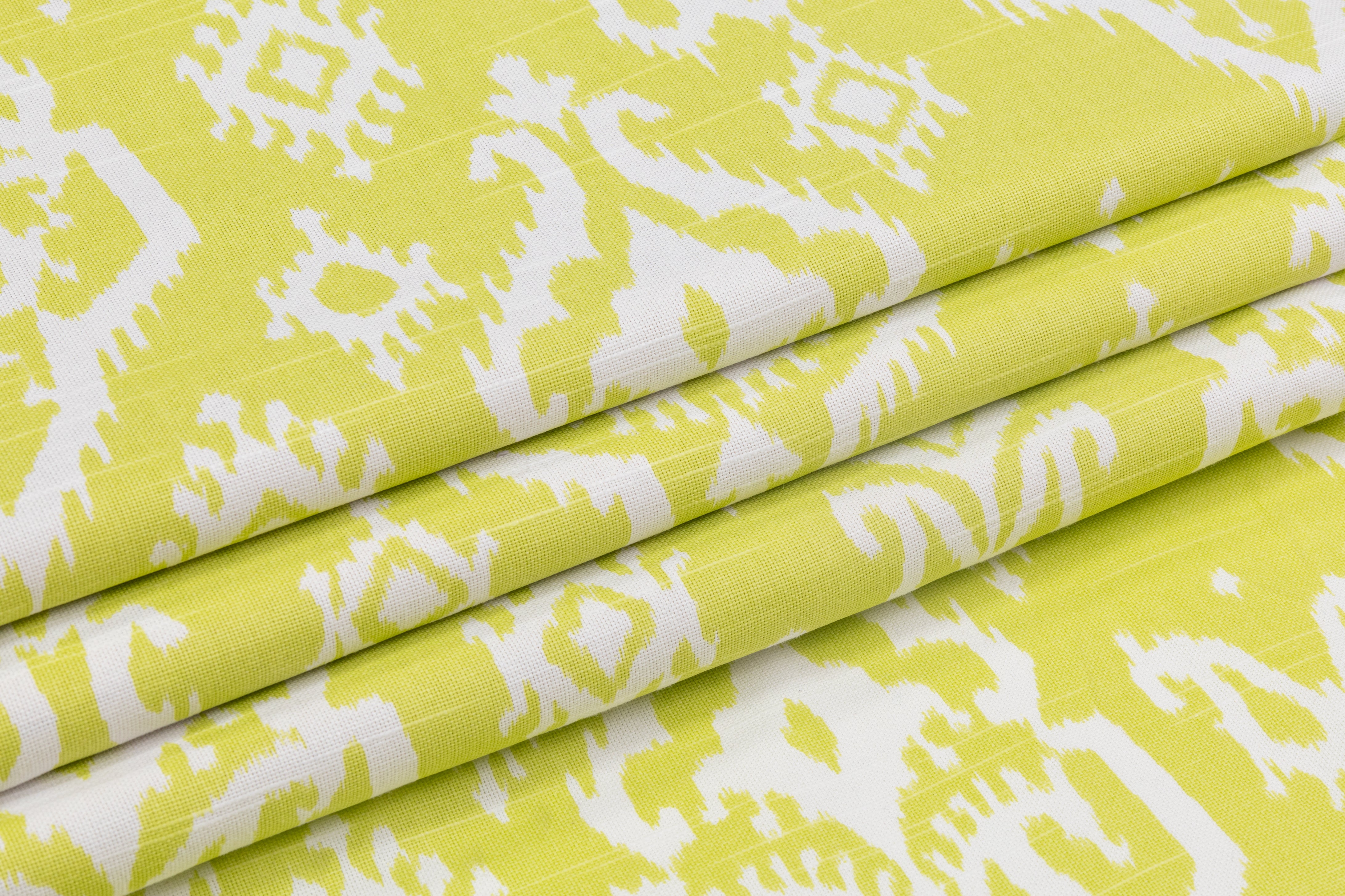Ikat Printed Cotton Canvas - Lime Green / White