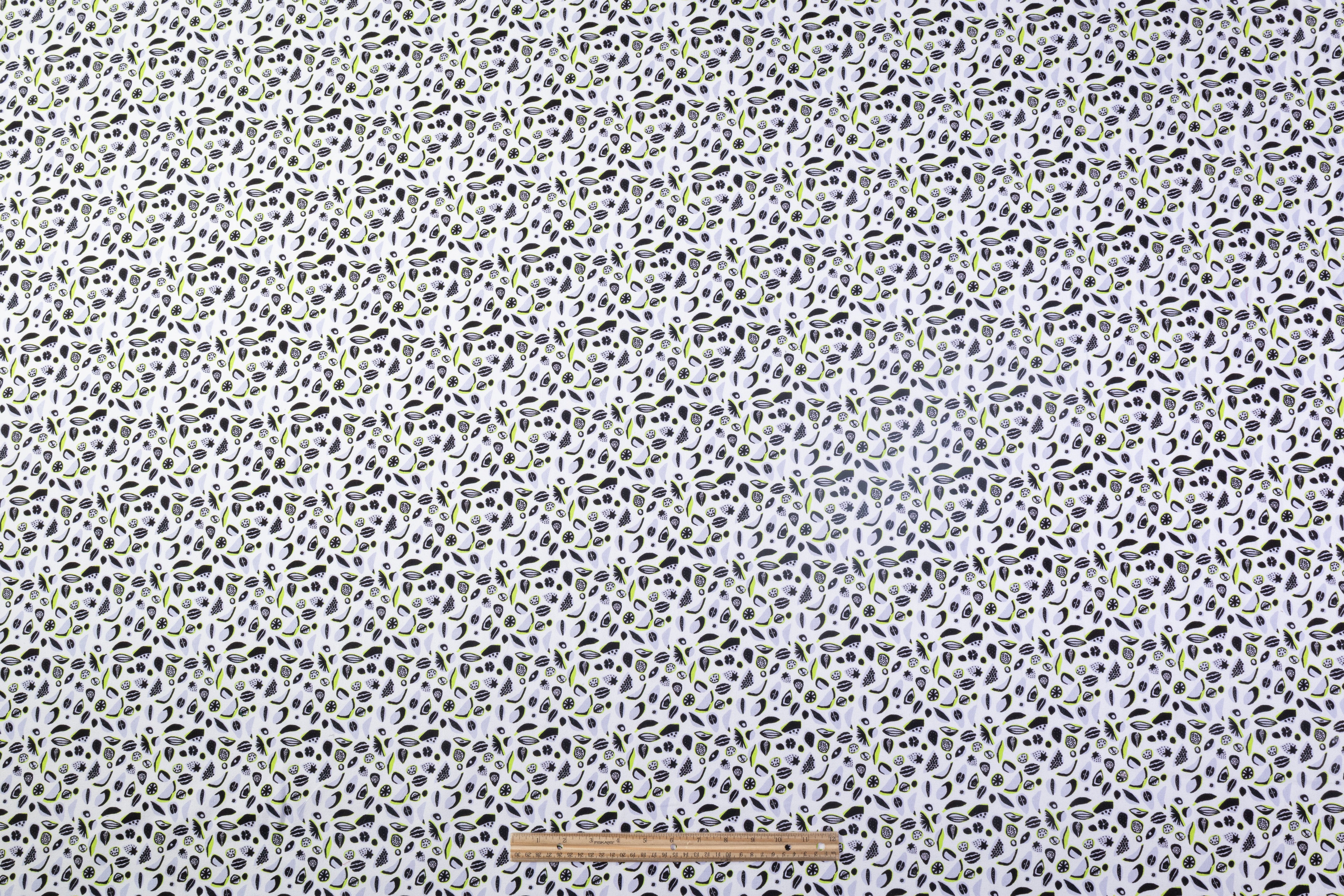 Fruit Printed Cotton Canvas - White / Black / Green