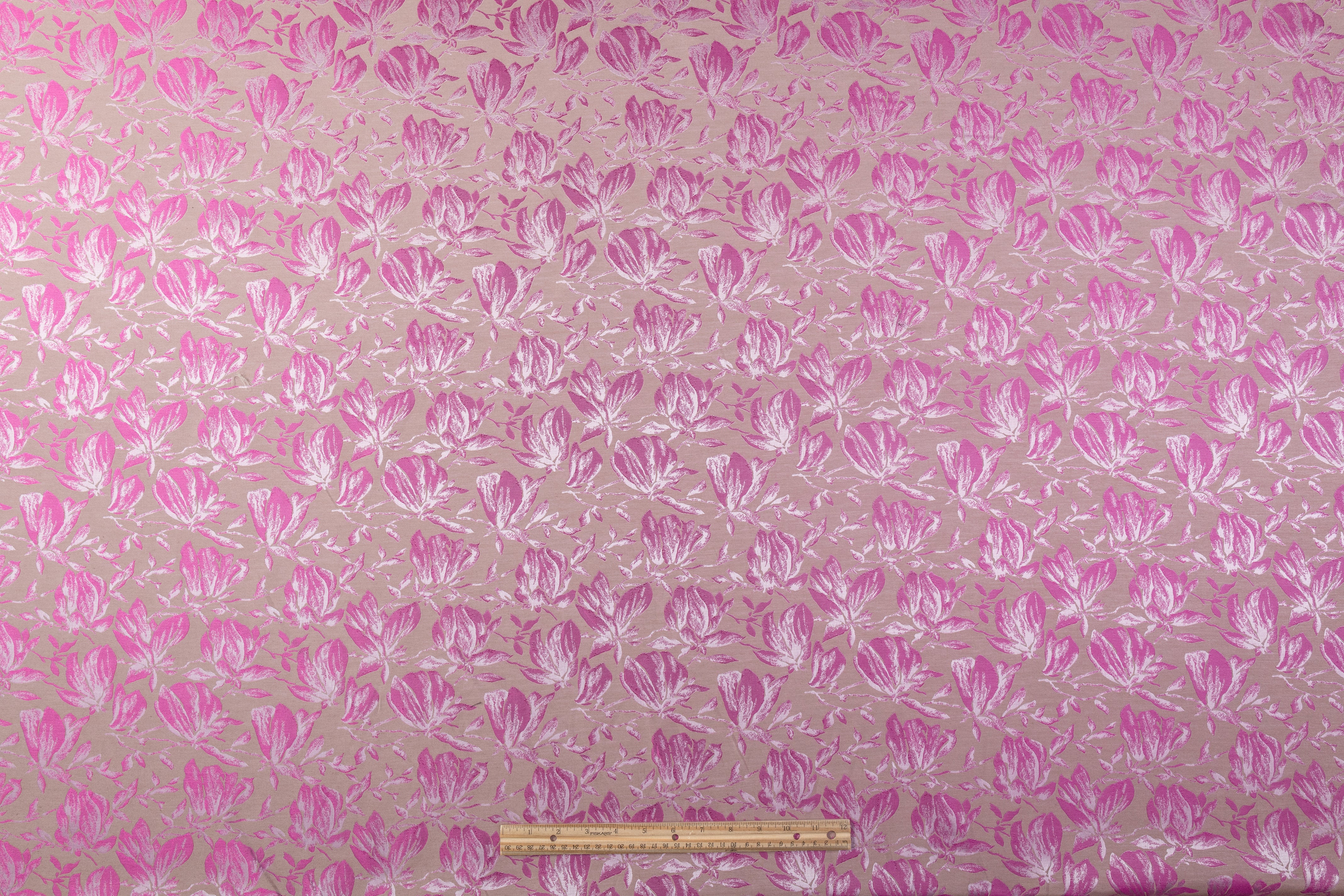 Floral Jacquard - Fuchsia / Taupe