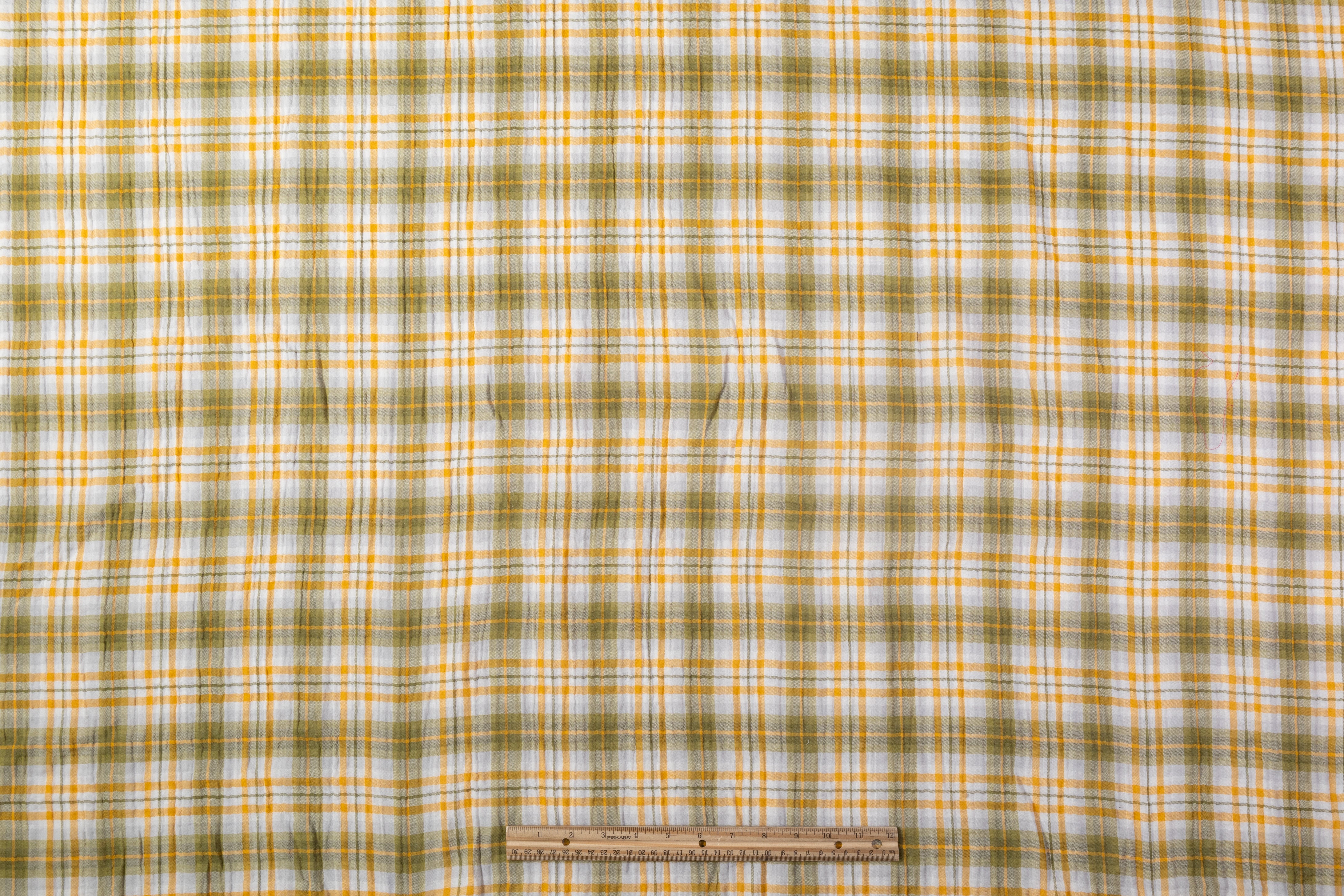 Printed Cotton Gauze - Green / Orange / White