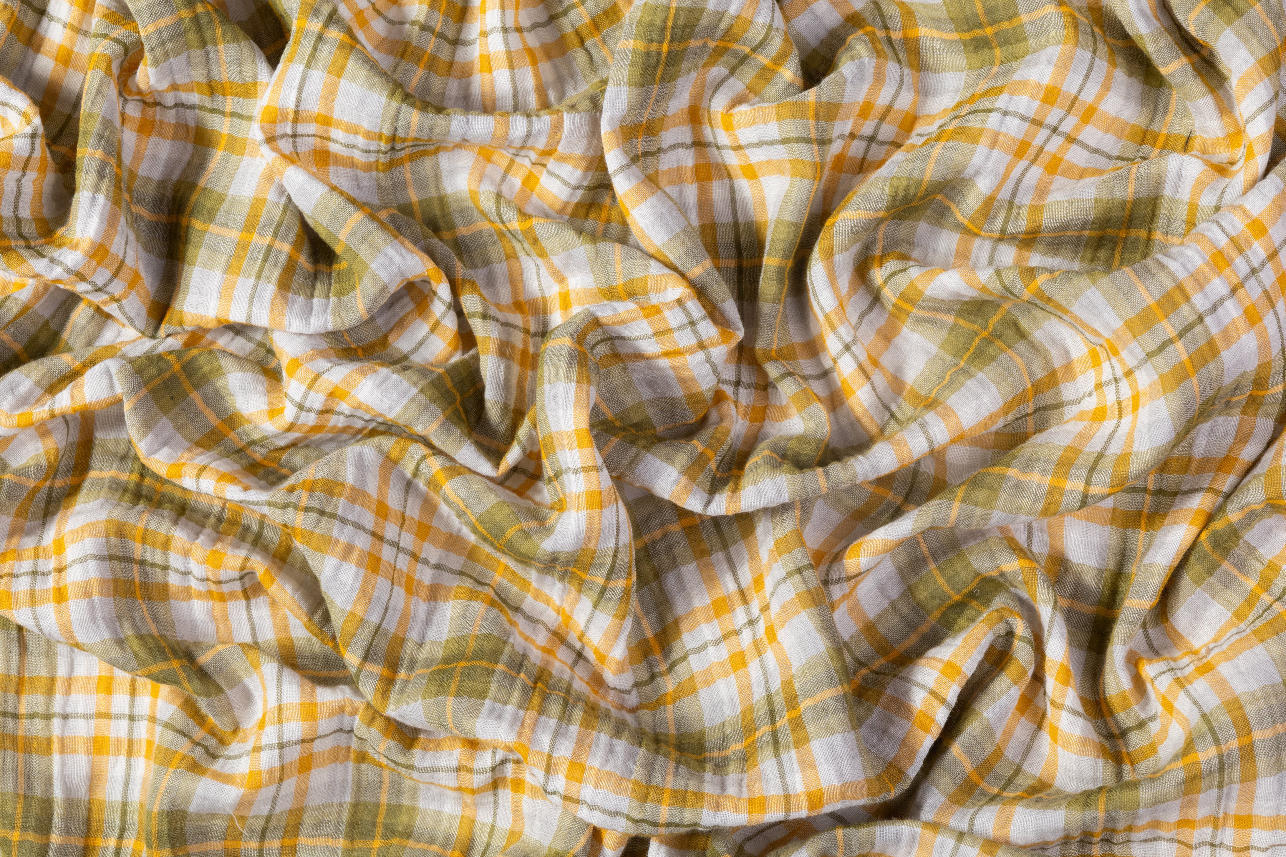 Printed Cotton Gauze - Green / Orange / White