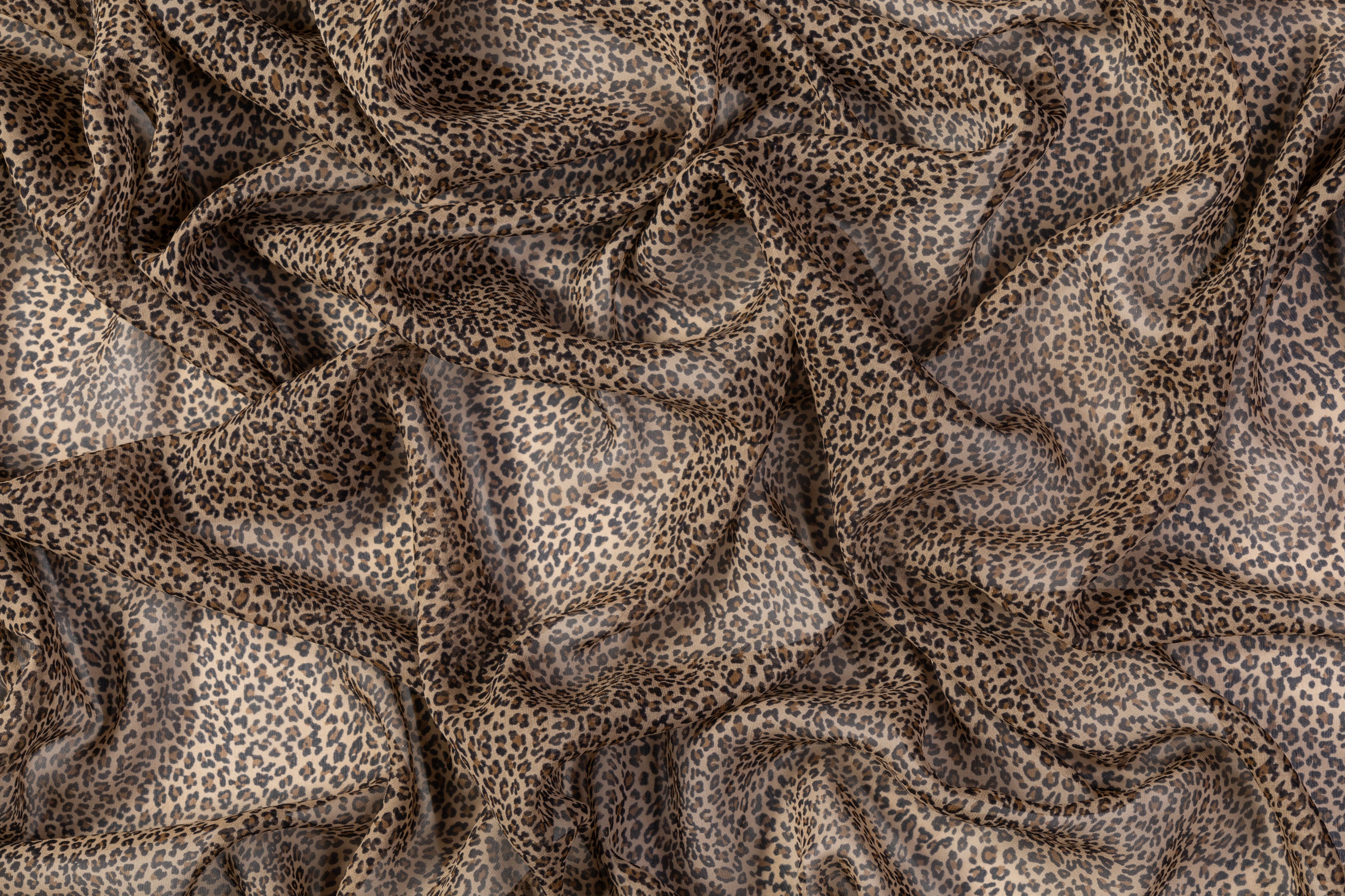 Leopard Print Silk Chiffon - Brown