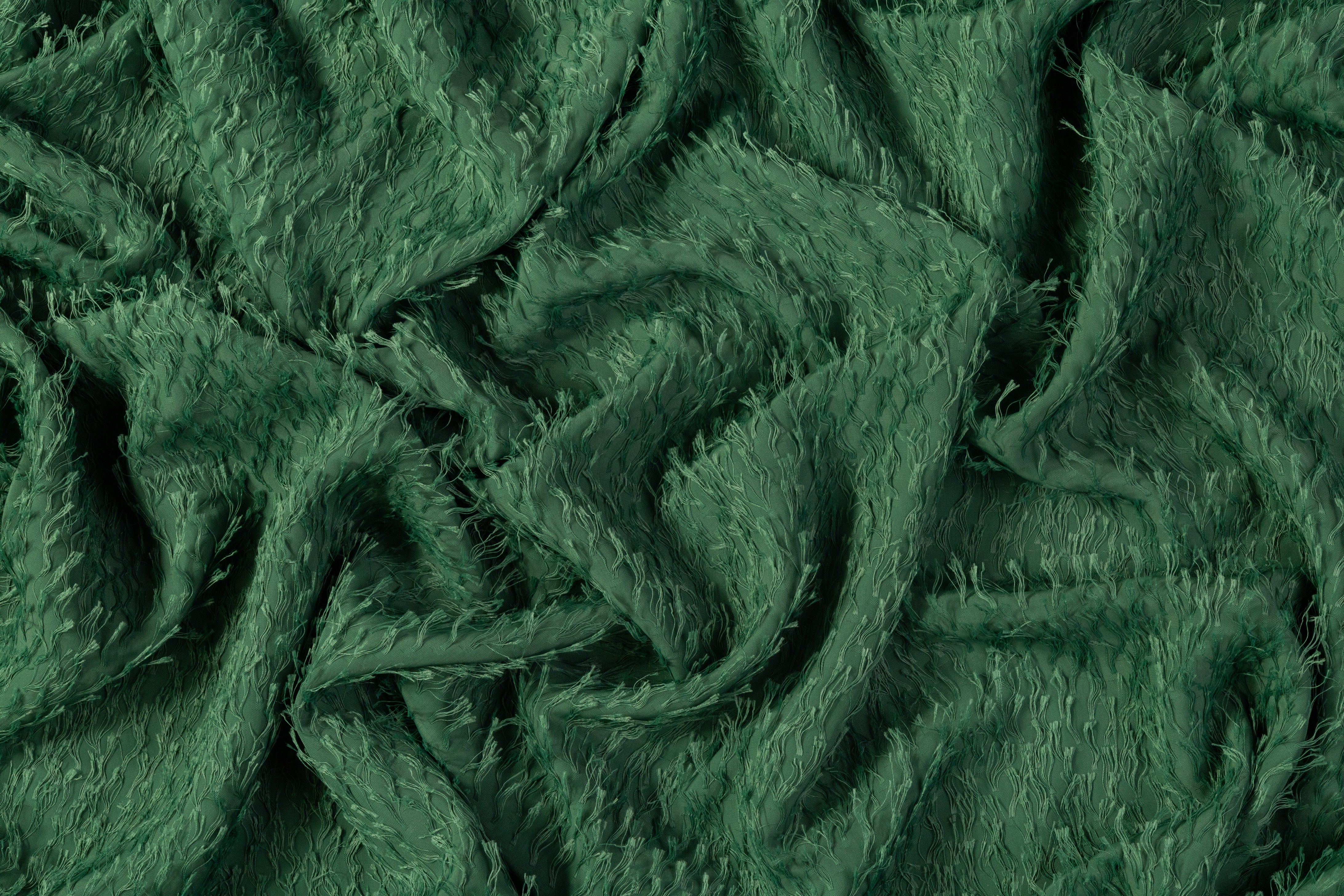 Fringed Italian Poly Viscose Crepe - Green