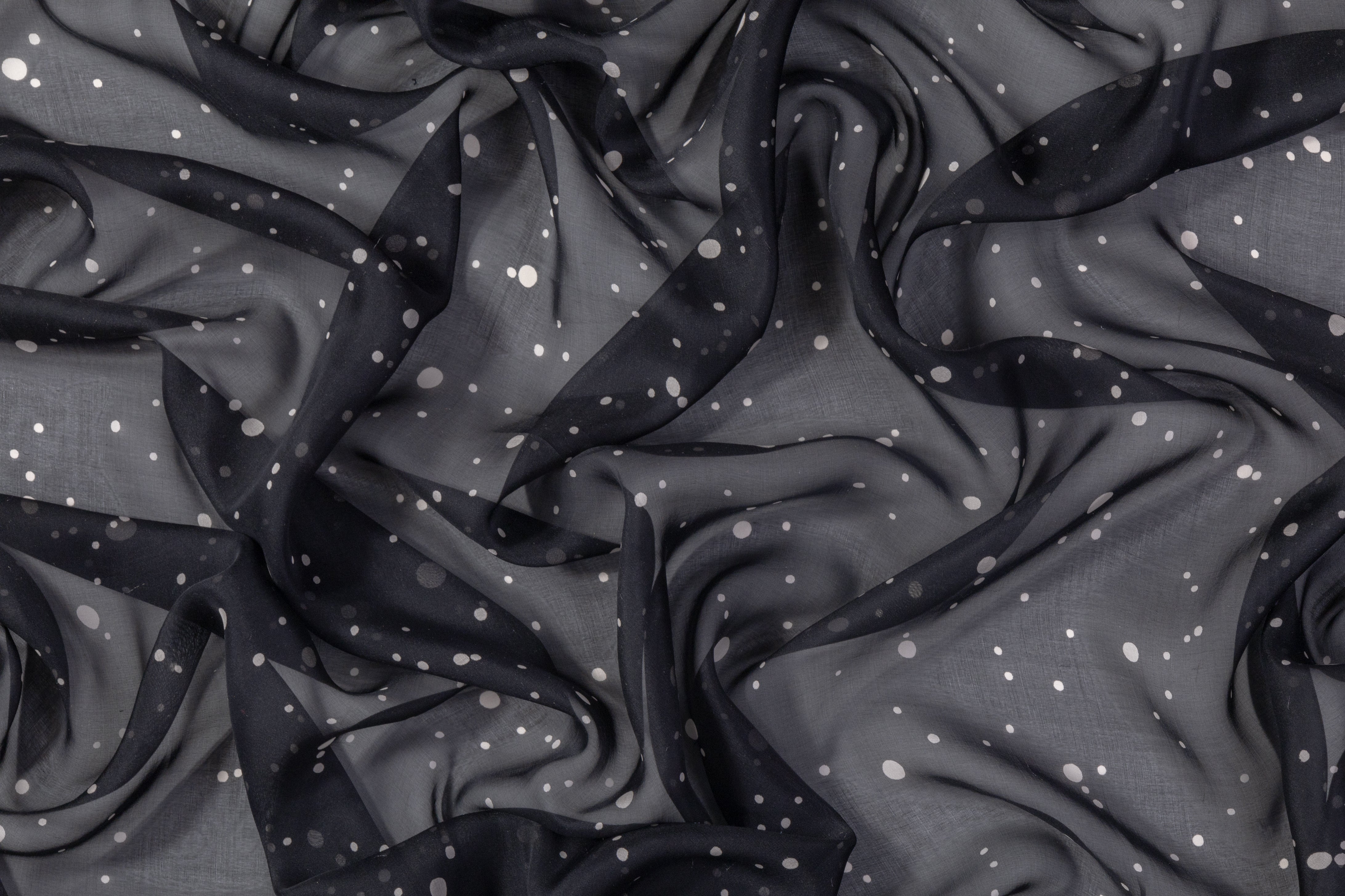 Dotted Silk Chiffon - Black / Beige