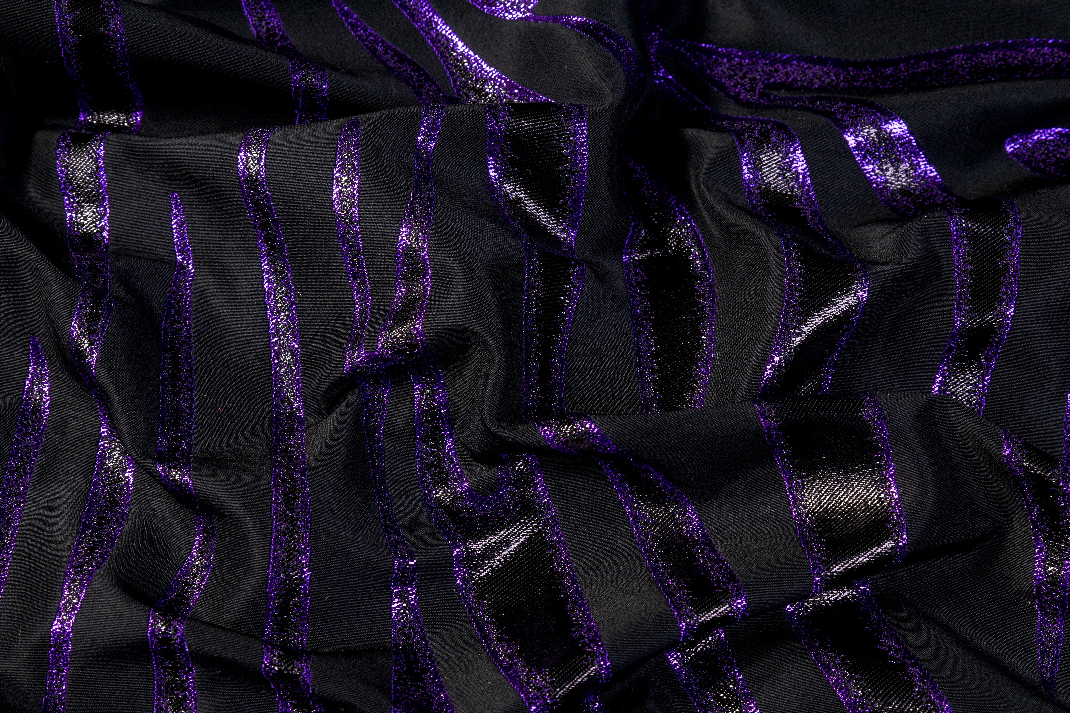 Tiger Metallic Cotton Blend Brocade - Black / Purple
