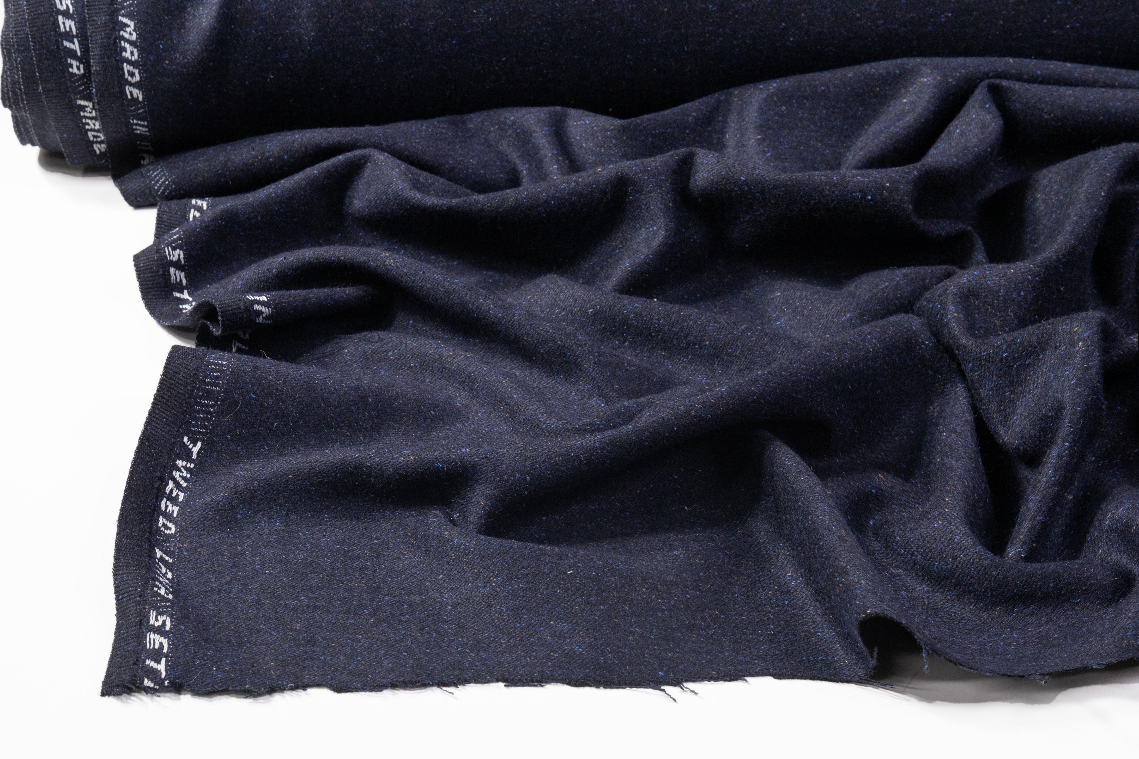 Italian Silk / Wool Tweed - Navy Blue